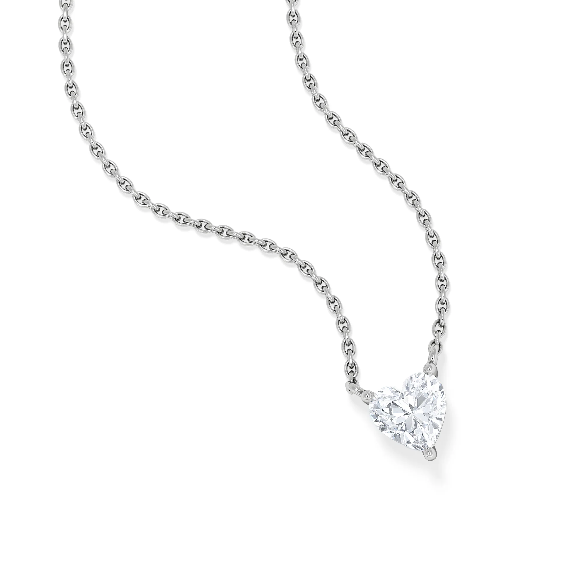 Wanderlust Floating Heart Cut Lab Diamond Solitaire Necklace 0.50ct H/SI in 9K White Gold - Image 3