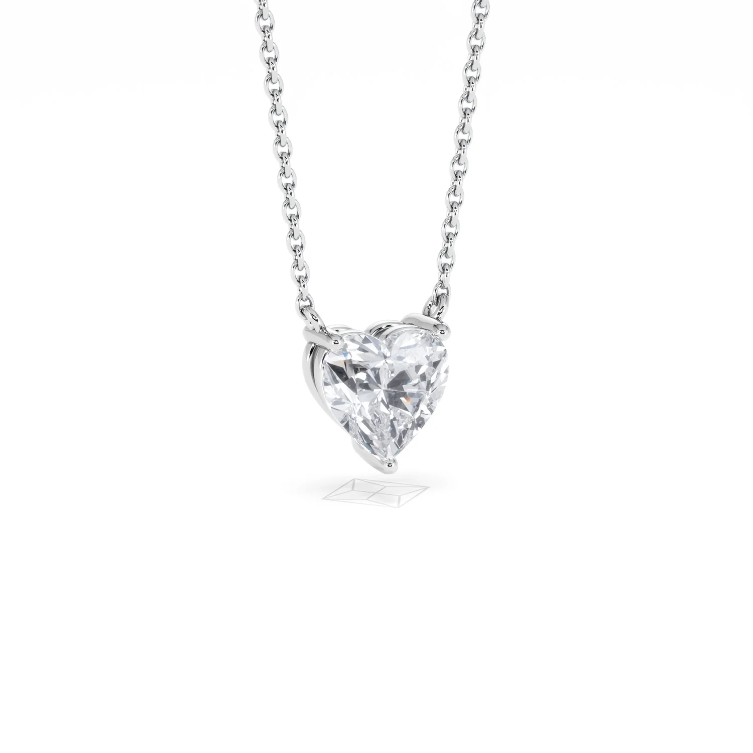 Wanderlust Floating Heart Cut Lab Diamond Solitaire Necklace 1.00ct H/SI in 9K White Gold - Image 15