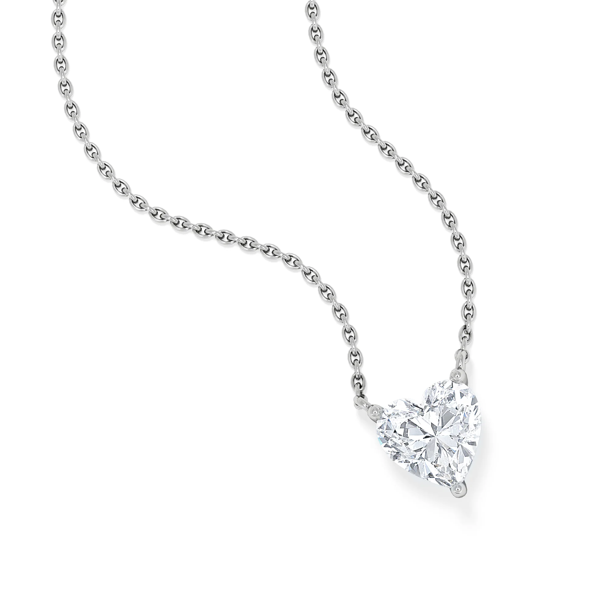 Wanderlust Floating Heart Cut Lab Diamond Solitaire Necklace 1.00ct H/SI in 9K White Gold - Image 3