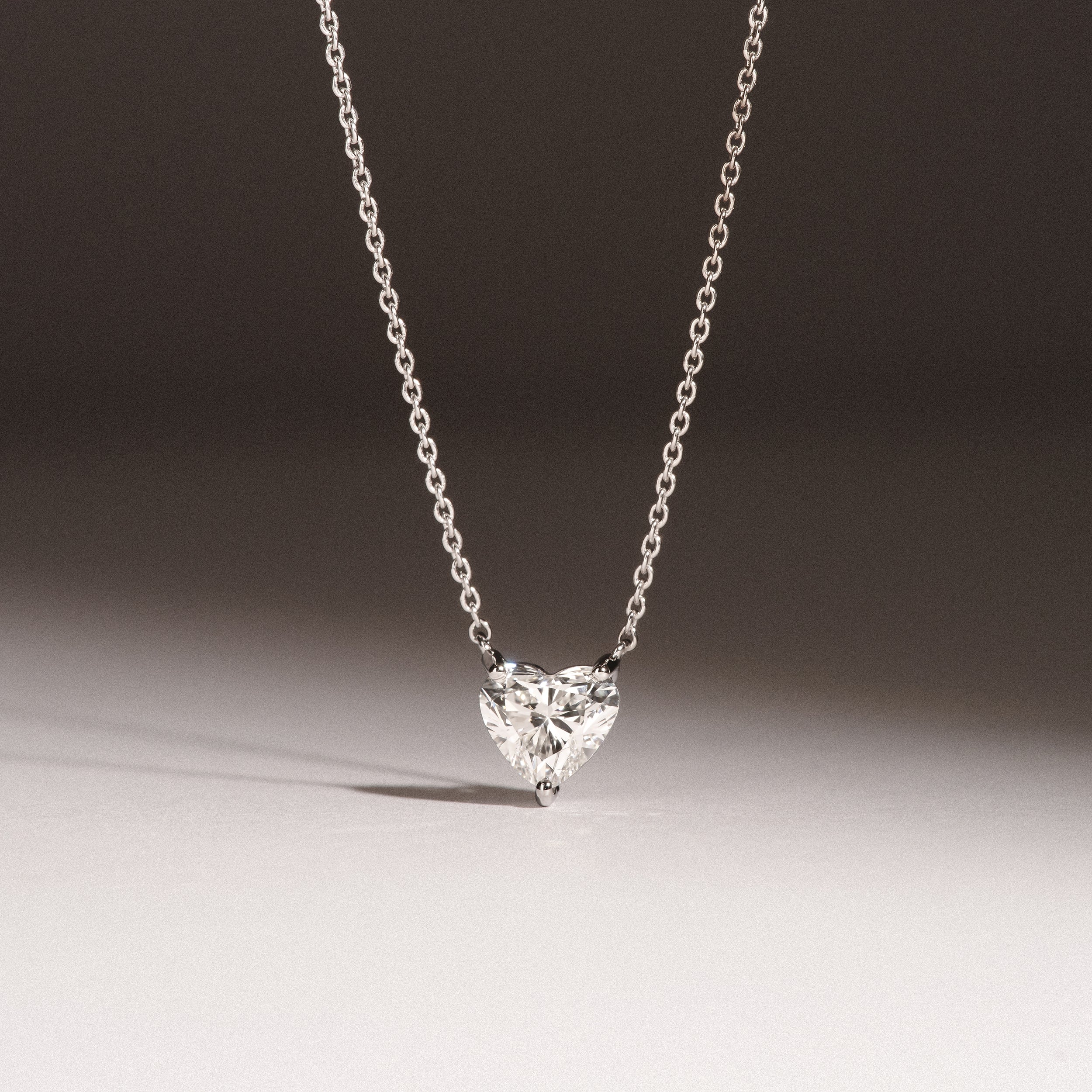 Wanderlust Floating Heart Cut Lab Diamond Solitaire Necklace 1.00ct H/SI in 9K White Gold - Image 6