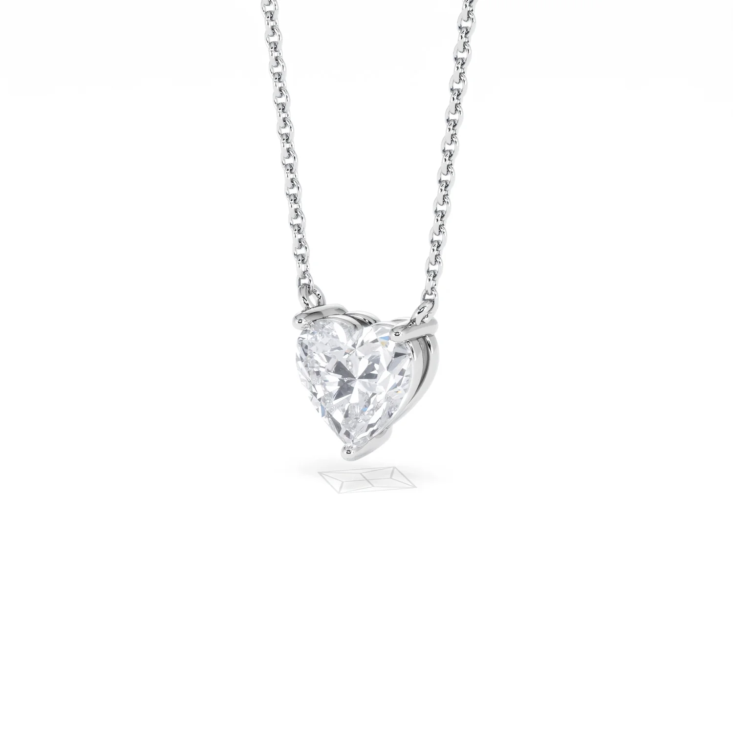 Wanderlust Floating Heart Cut Lab Diamond Solitaire Necklace 1.00ct H/SI in 9K White Gold - Image 83