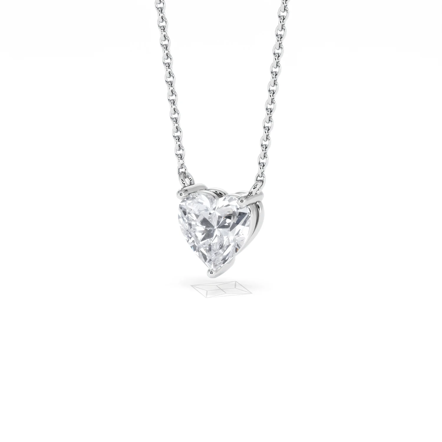 Wanderlust Floating Heart Cut Lab Diamond Solitaire Necklace 1.00ct H/SI in 9K White Gold - Image 84