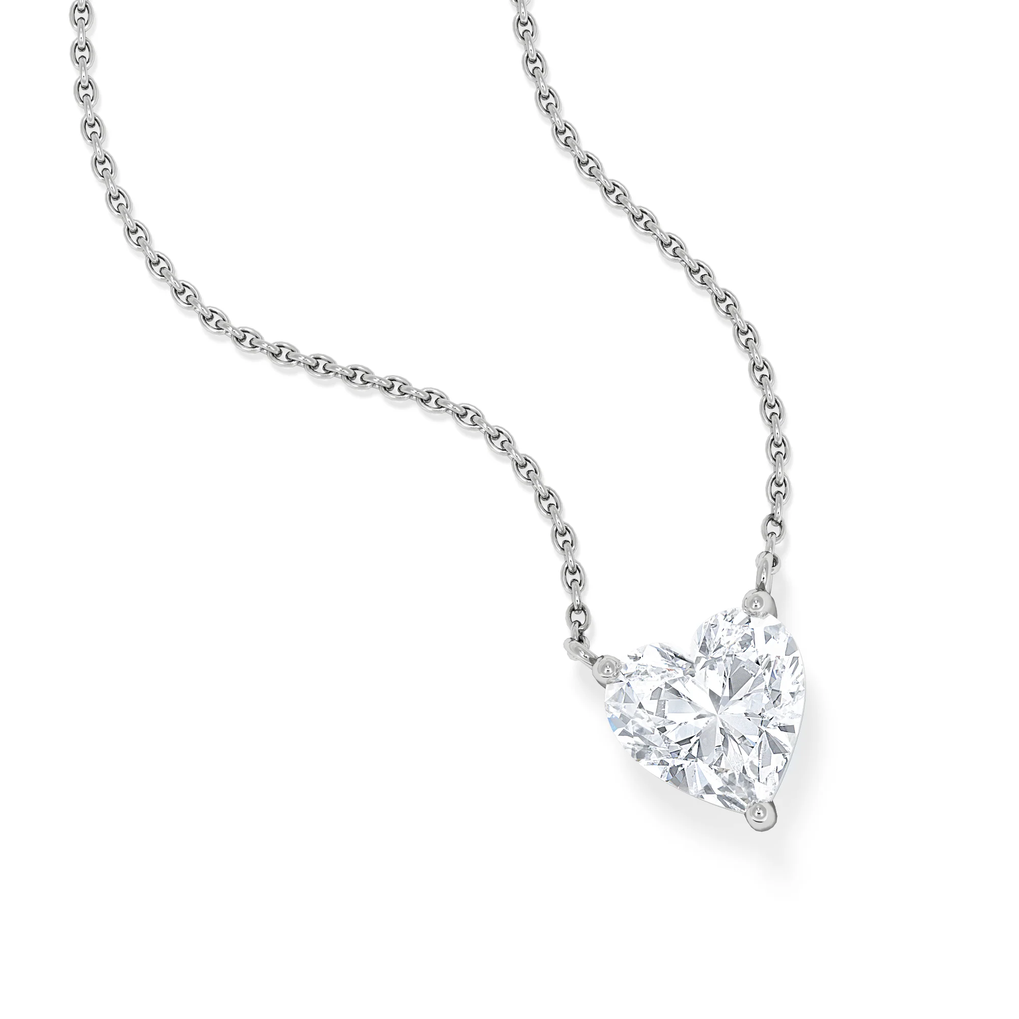 Wanderlust Floating Heart Cut Lab Diamond Solitaire Necklace 1.50ct H/SI in 9K White Gold - Image 3