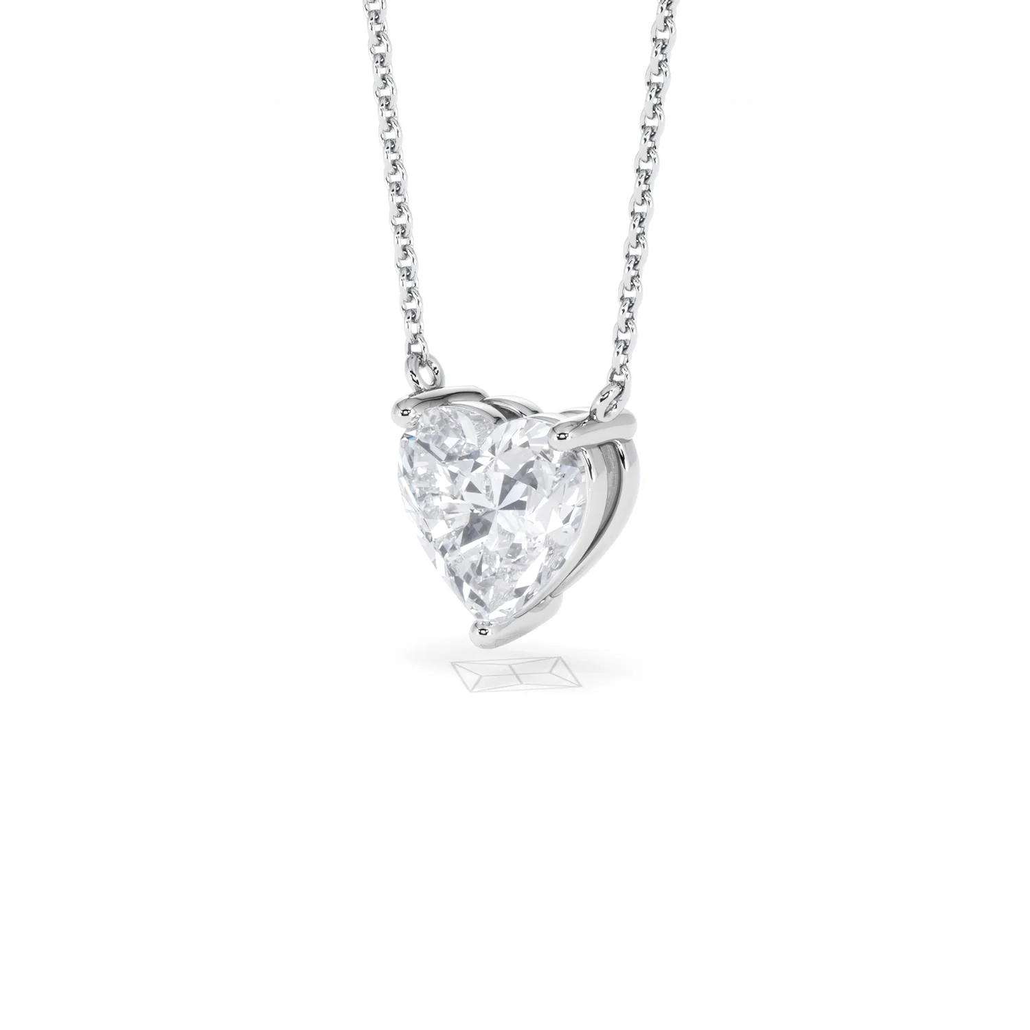 Wanderlust Floating Heart Cut Lab Diamond Solitaire Necklace 2.00ct H/SI in 9K White Gold - Image 83