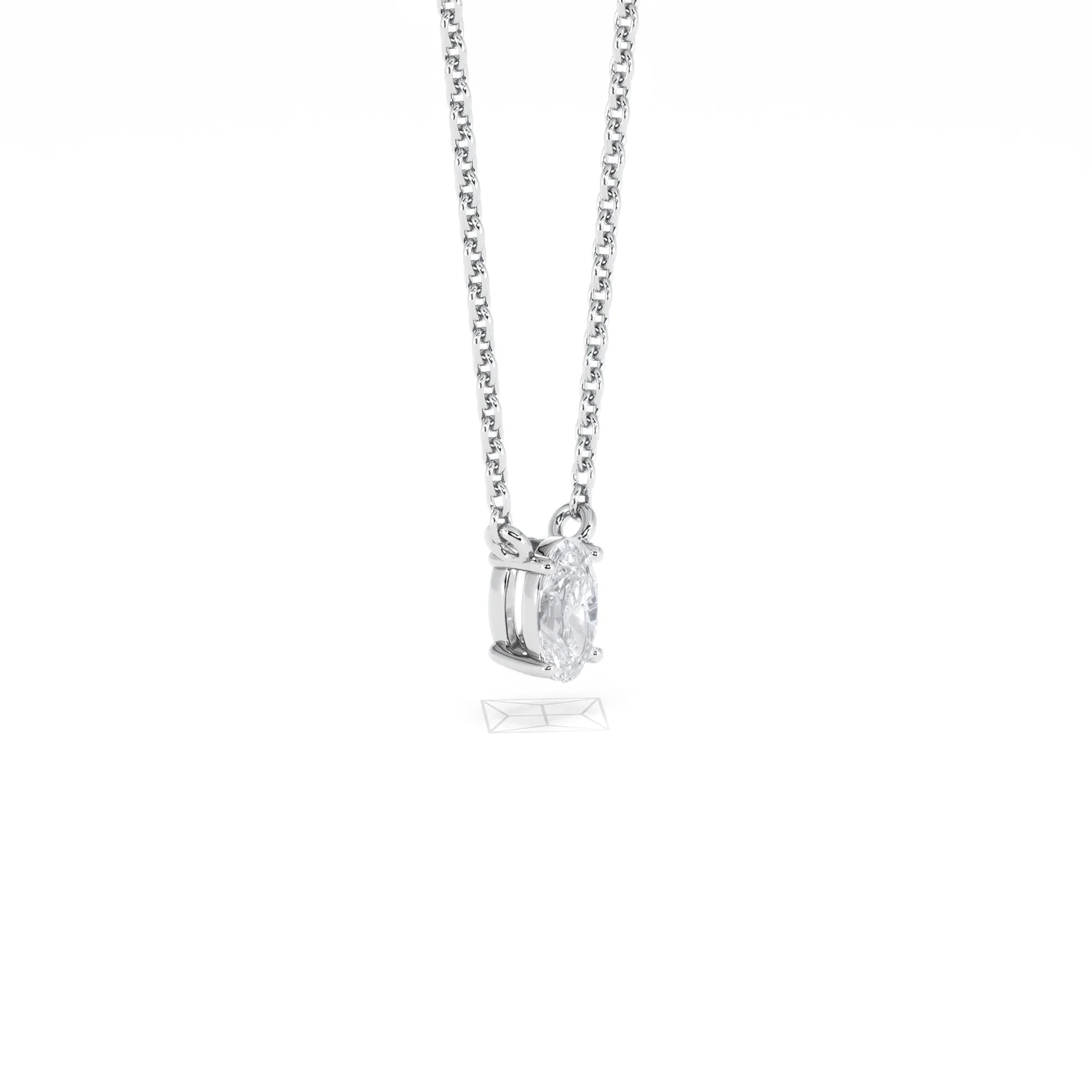Wanderlust Floating Oval Cut Lab Diamond Solitaire Necklace 0.25ct H/SI in 925 Silver - Image 20