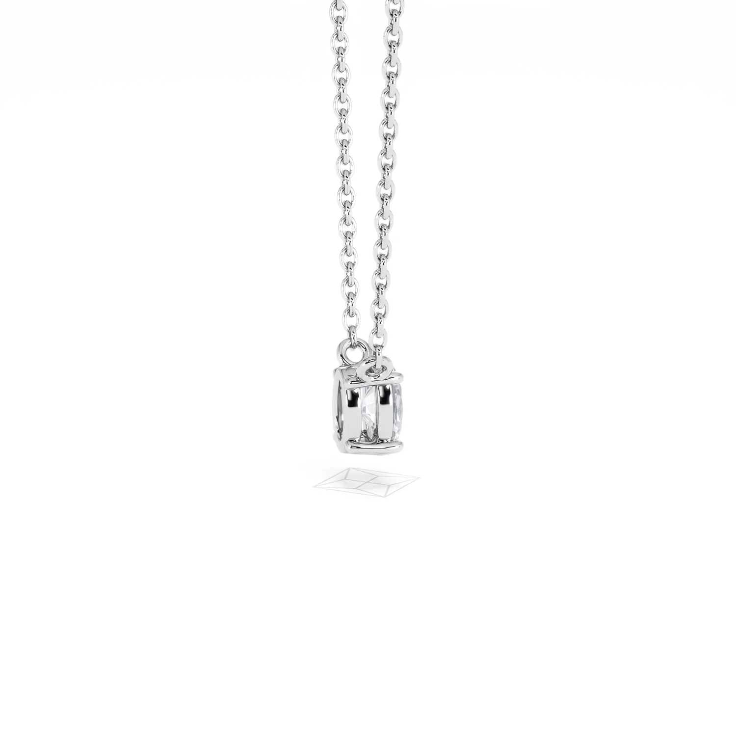 Wanderlust Floating Oval Cut Lab Diamond Solitaire Necklace 0.25ct H/SI in 925 Silver - Image 33