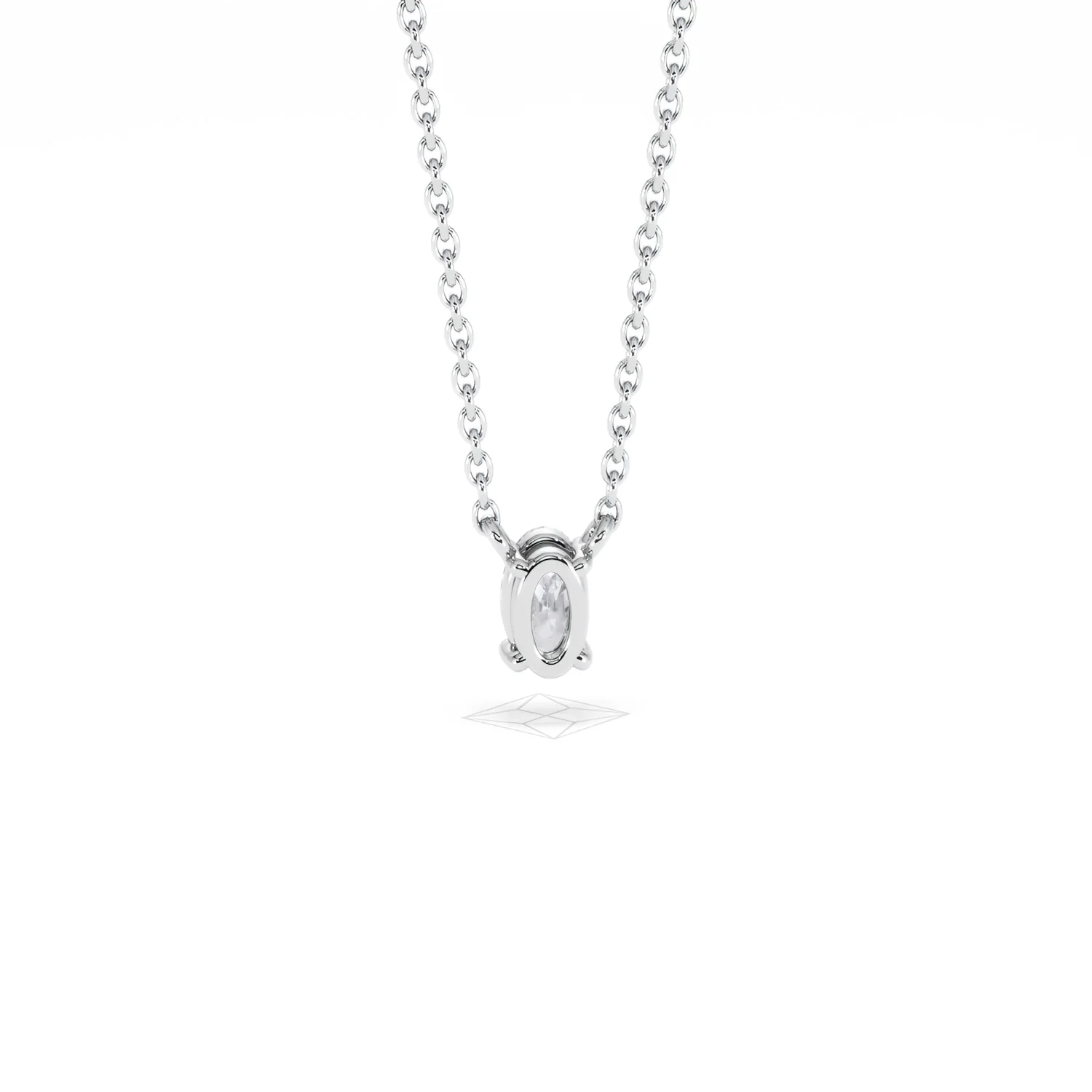 Wanderlust Floating Oval Cut Lab Diamond Solitaire Necklace 0.25ct H/SI in 925 Silver - Image 50