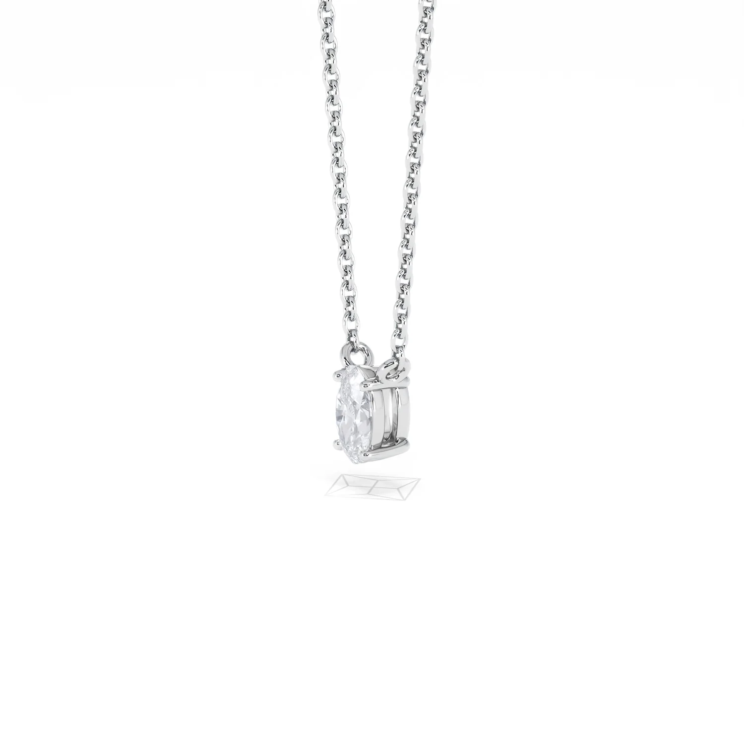 Wanderlust Floating Oval Cut Lab Diamond Solitaire Necklace 0.25ct H/SI in 925 Silver - Image 76