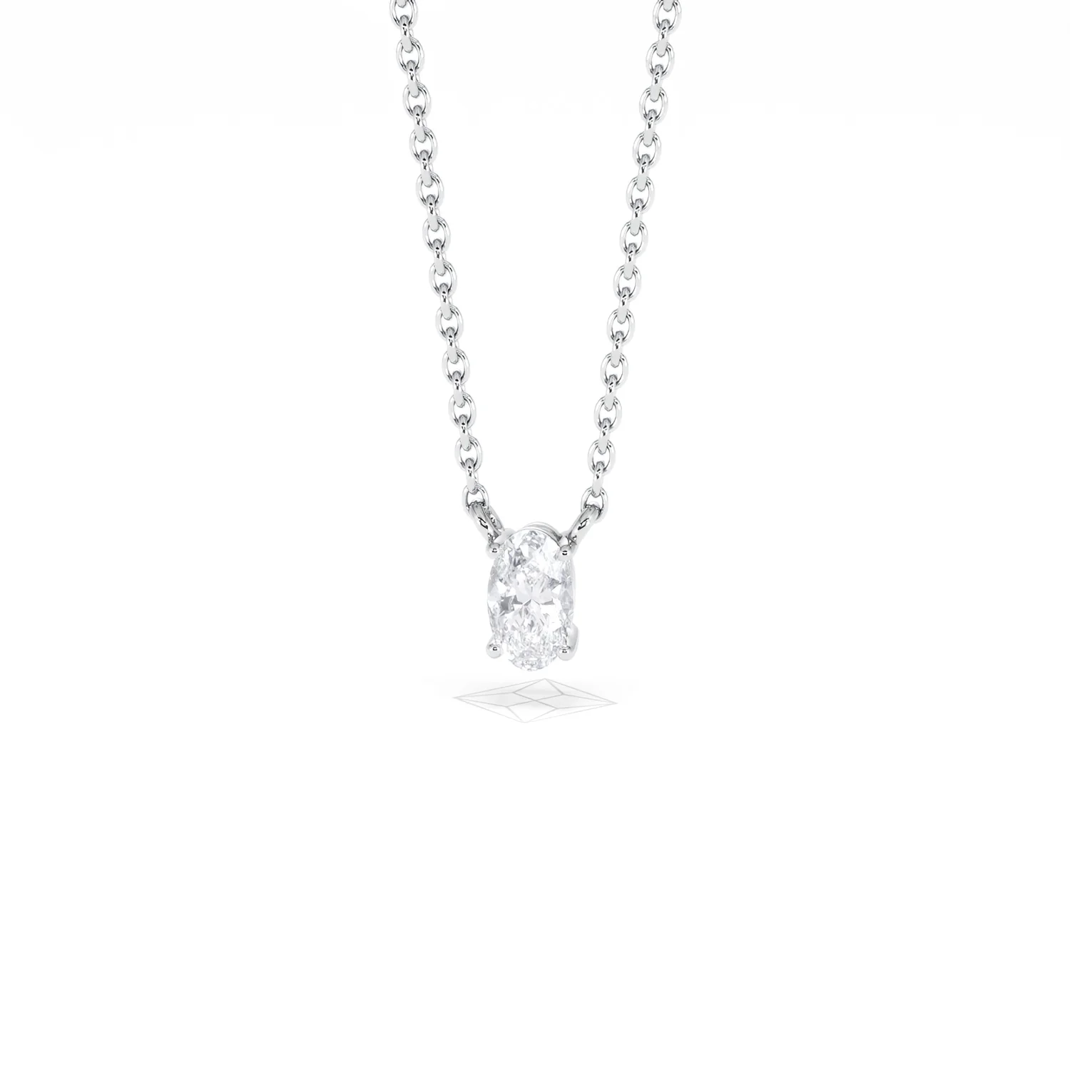 Wanderlust Floating Oval Cut Lab Diamond Solitaire Necklace 0.25ct H/SI in 925 Silver - Image 87
