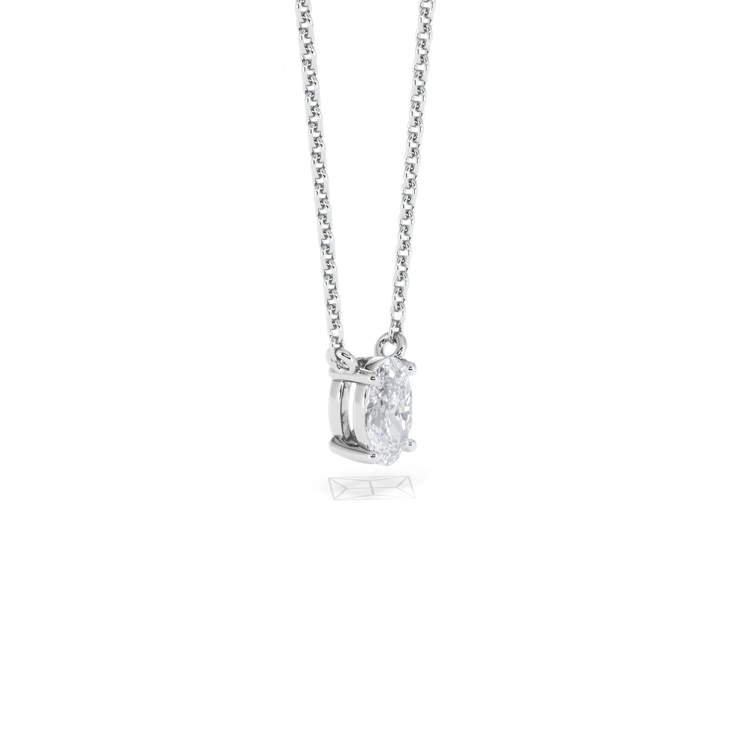 Wanderlust Floating Oval Cut Lab Diamond Solitaire Necklace 0.33ct H/SI in 925 Silver - Image 20