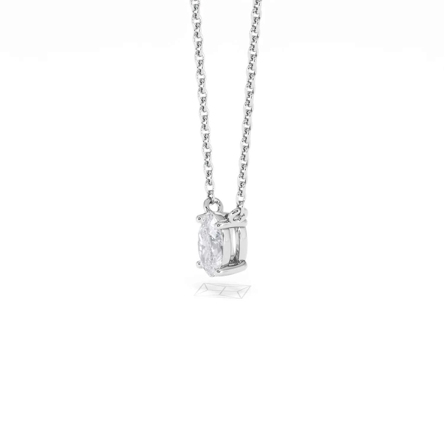 Wanderlust Floating Oval Cut Lab Diamond Solitaire Necklace 0.33ct H/SI in 925 Silver - Image 76
