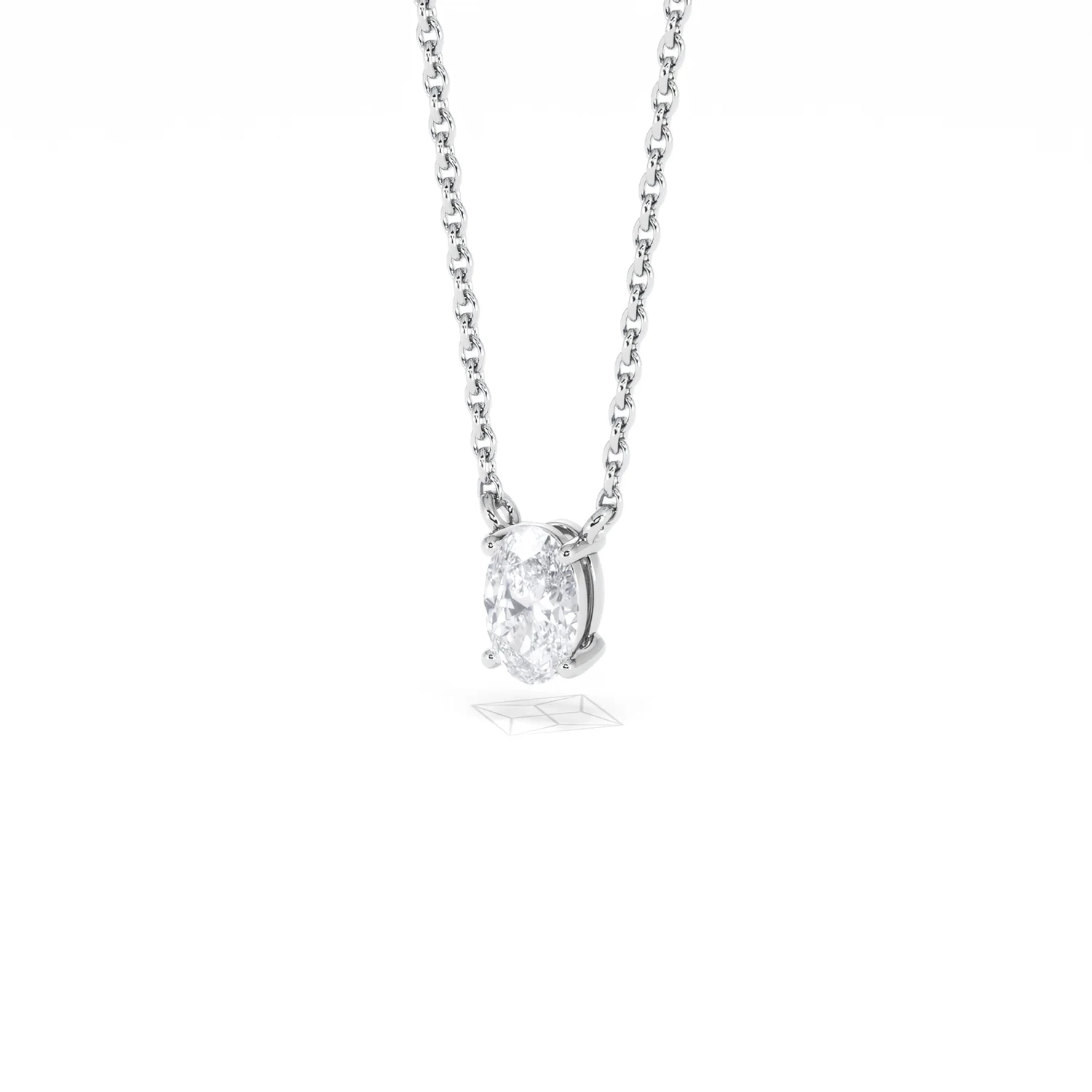 Wanderlust Floating Oval Cut Lab Diamond Solitaire Necklace 0.33ct H/SI in 925 Silver - Image 83