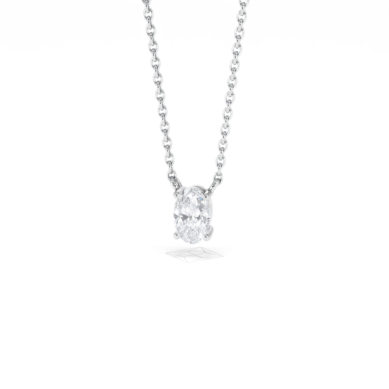 Wanderlust Floating Oval Cut Lab Diamond Solitaire Necklace 0.33ct H/SI in 925 Silver - Image 86