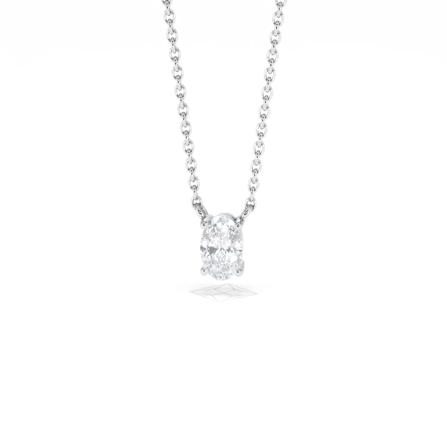 Wanderlust Floating Oval Cut Lab Diamond Solitaire Necklace 0.33ct H/SI in 925 Silver - Image 87
