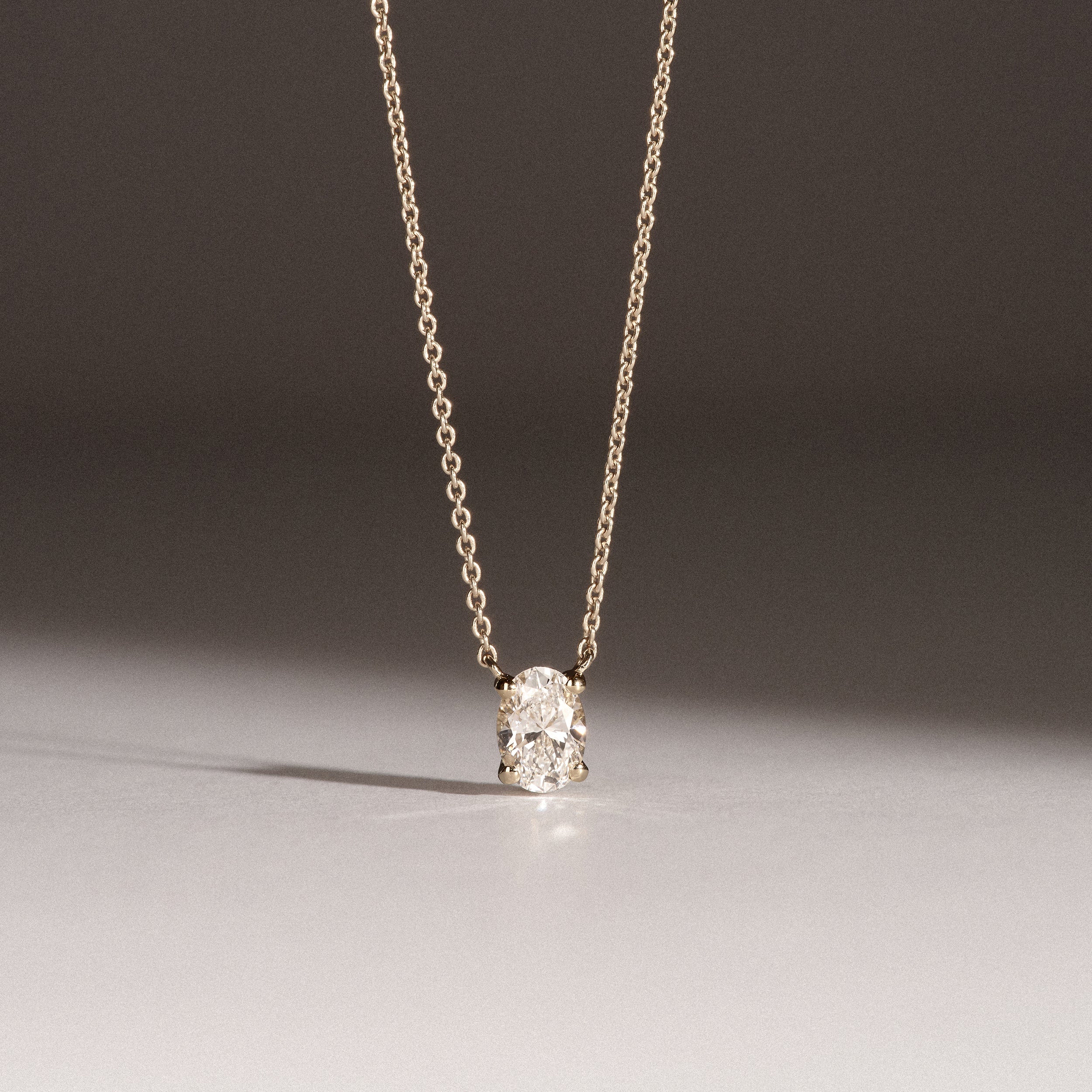 Wanderlust Floating Oval Cut Lab Diamond Solitaire Necklace 0.50ct H/SI in 9K Gold - Image 6