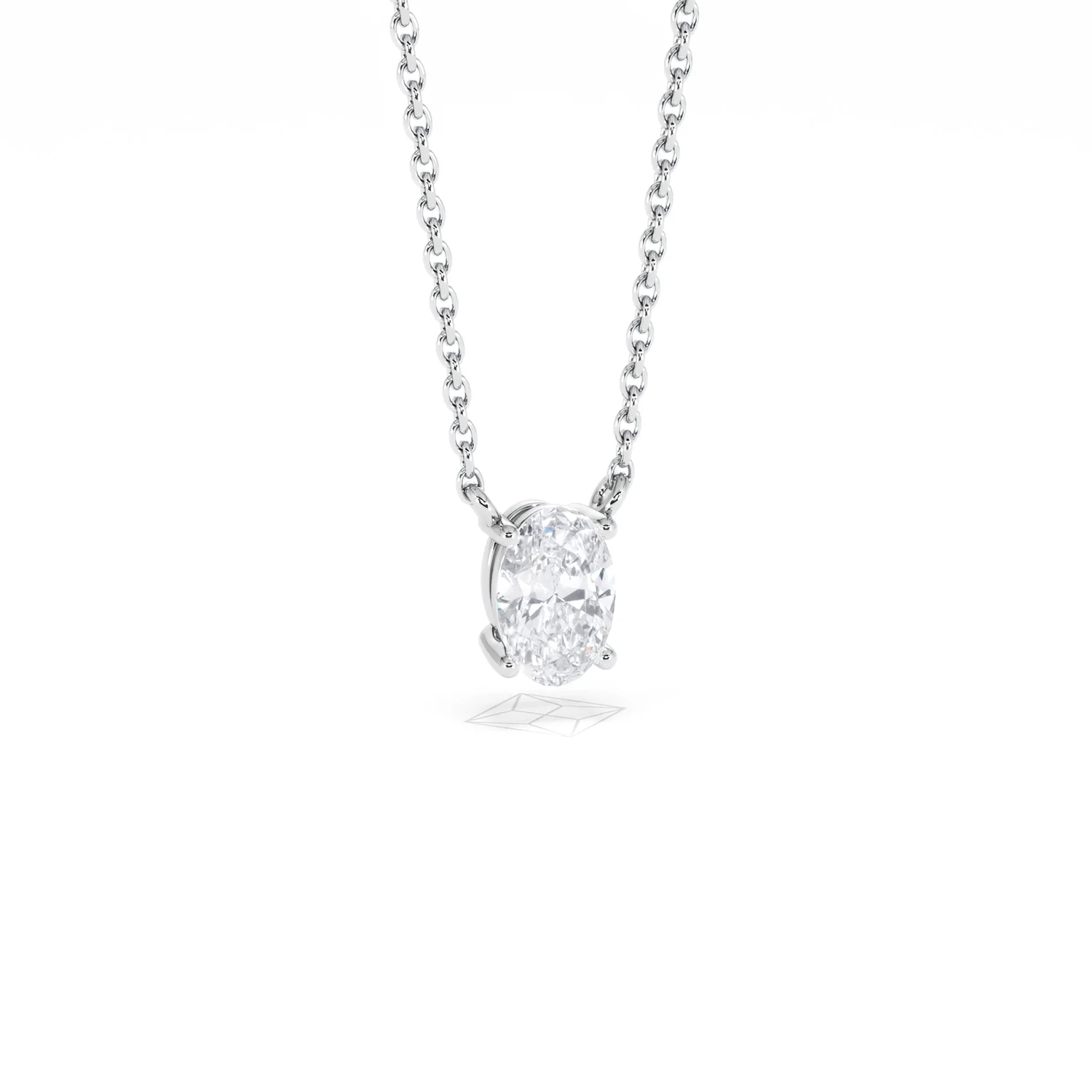 Wanderlust Floating Oval Cut Lab Diamond Solitaire Necklace 0.50ct H/SI in 9K White Gold - Image 14