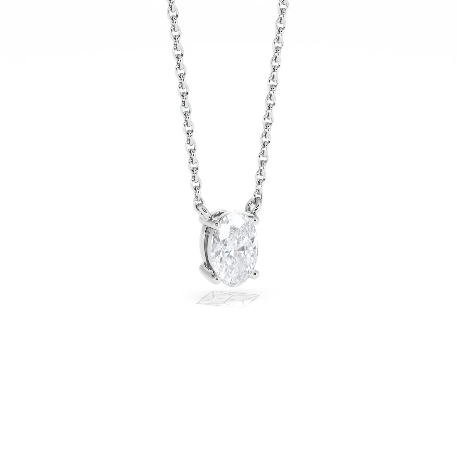Wanderlust Floating Oval Cut Lab Diamond Solitaire Necklace 0.50ct H/SI in 9K White Gold - Image 16