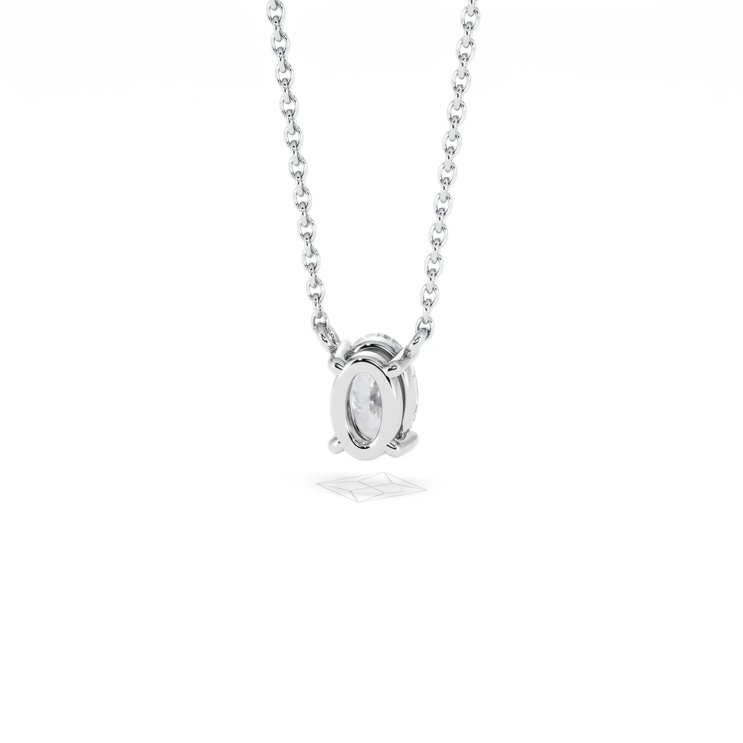Wanderlust Floating Oval Cut Lab Diamond Solitaire Necklace 0.50ct H/SI in 9K White Gold - Image 47