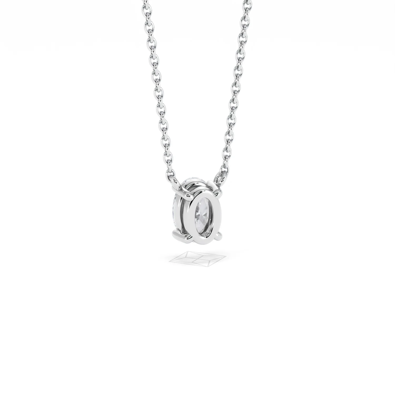 Wanderlust Floating Oval Cut Lab Diamond Solitaire Necklace 0.50ct H/SI in 9K White Gold - Image 54