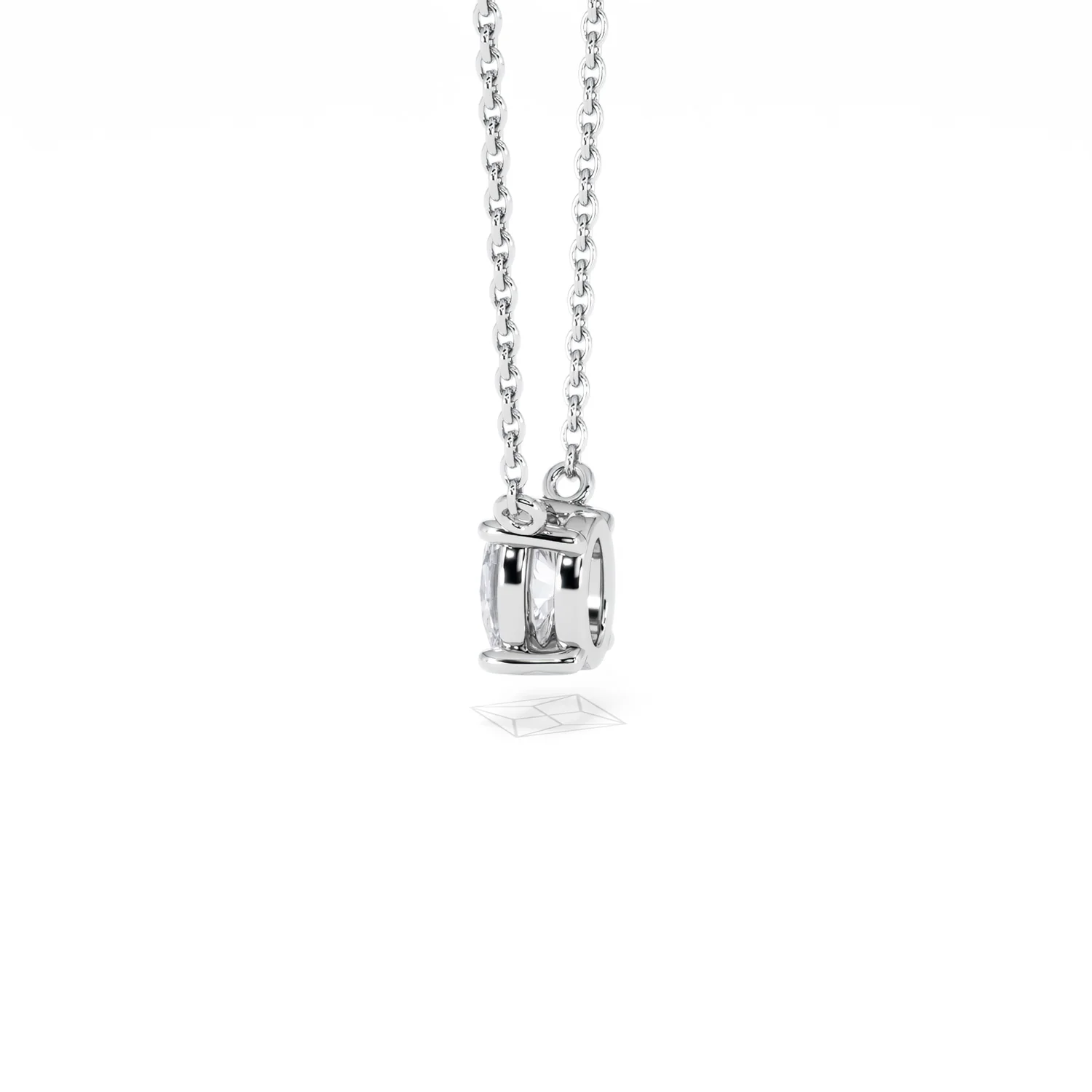 Wanderlust Floating Oval Cut Lab Diamond Solitaire Necklace 0.50ct H/SI in 9K White Gold - Image 65