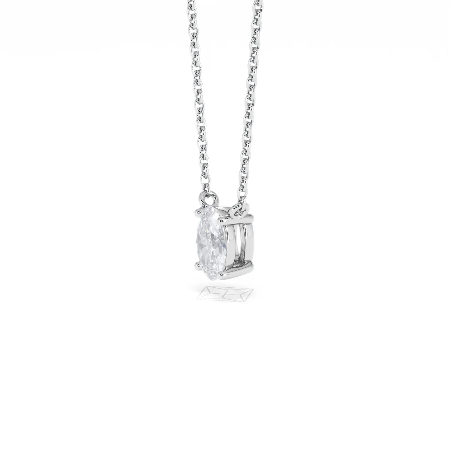 Wanderlust Floating Oval Cut Lab Diamond Solitaire Necklace 0.50ct H/SI in 9K White Gold - Image 77