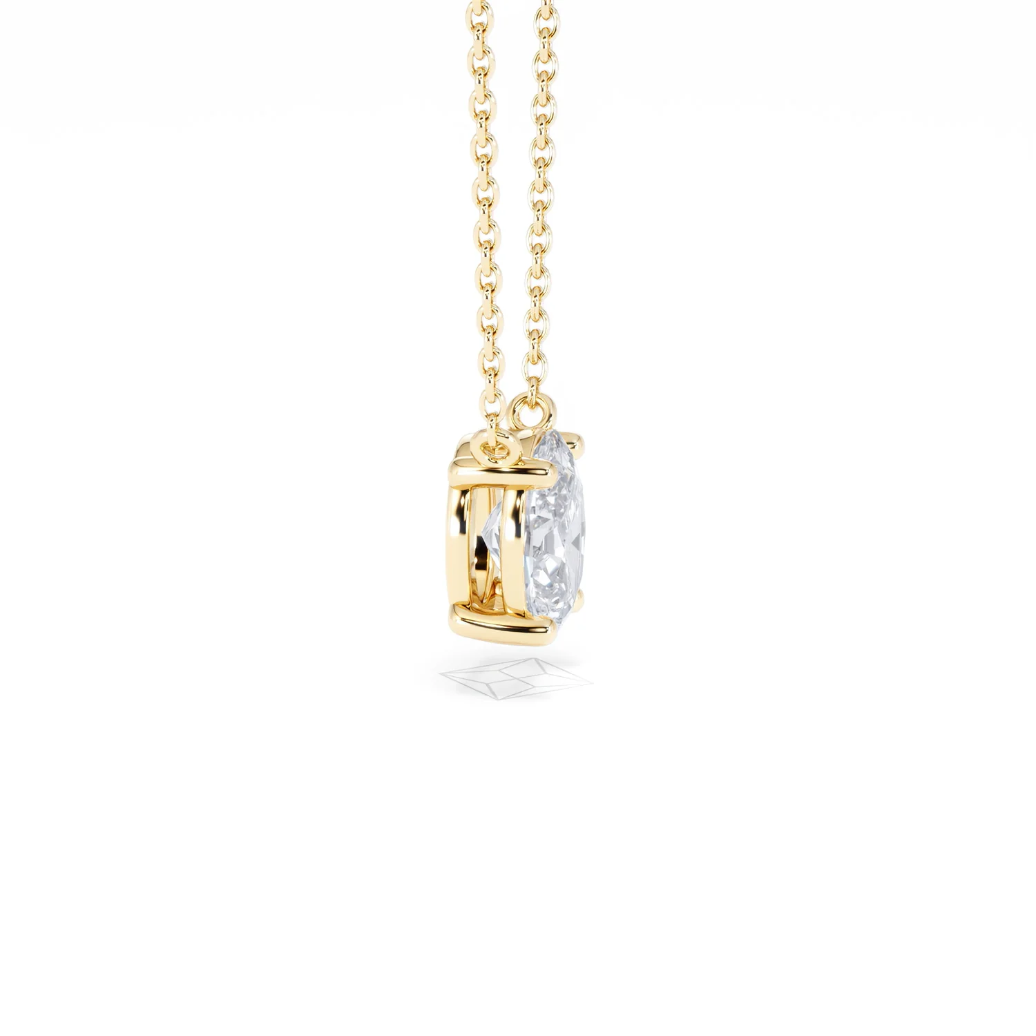 Wanderlust Floating Oval Cut Lab Diamond Solitaire Necklace 1.00ct H/SI in 9K Gold - Image 28