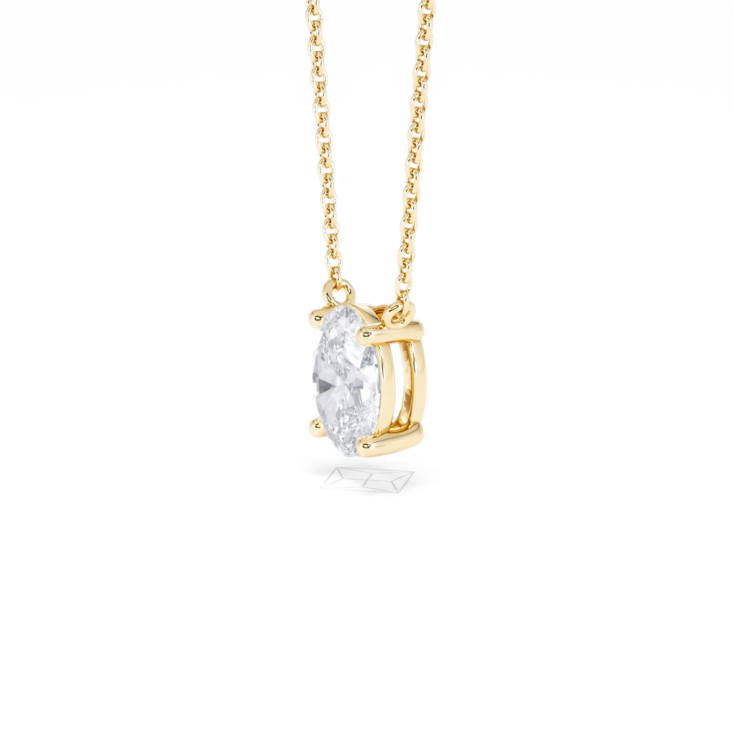 Wanderlust Floating Oval Cut Lab Diamond Solitaire Necklace 1.00ct H/SI in 9K Gold - Image 78
