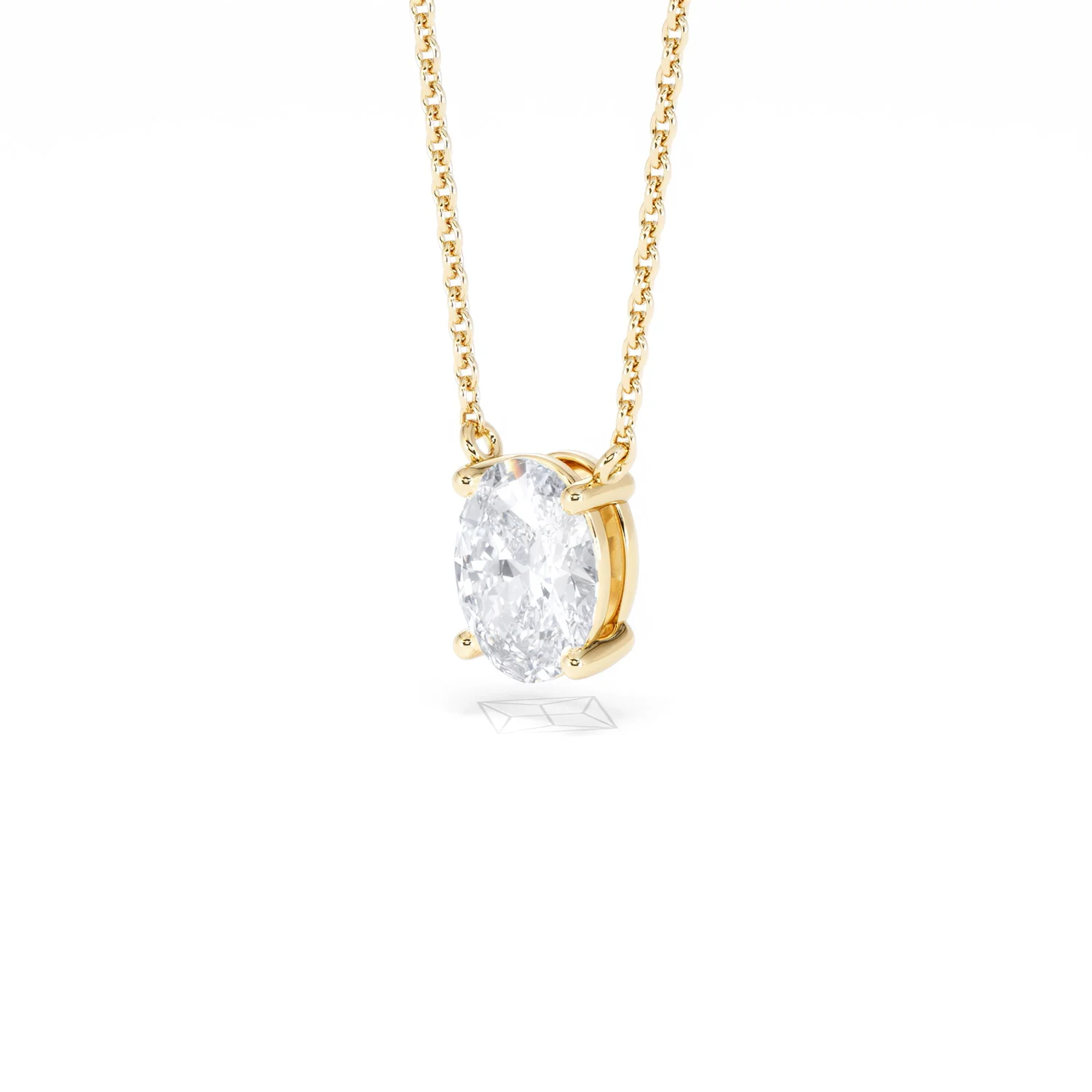 Wanderlust Floating Oval Cut Lab Diamond Solitaire Necklace 1.00ct H/SI in 9K Gold - Image 83