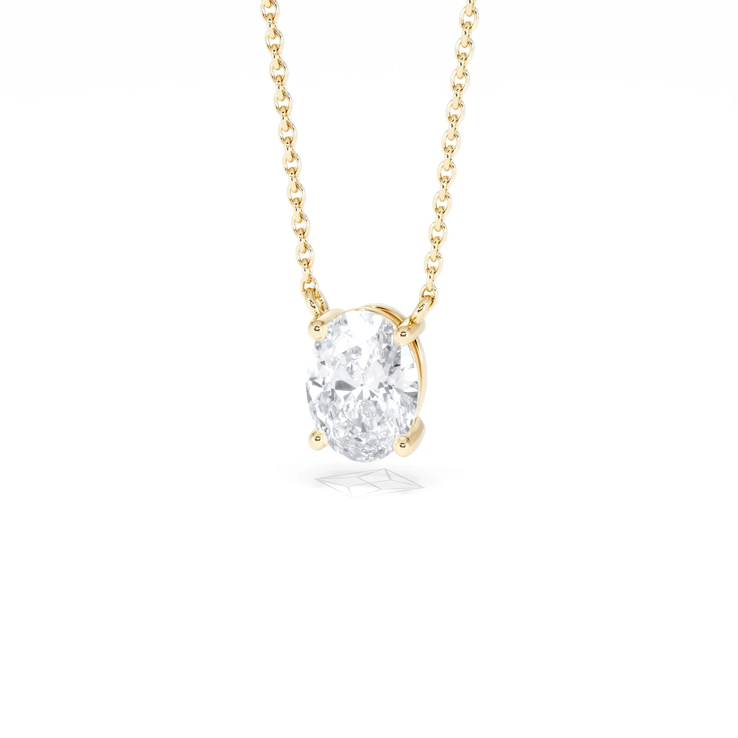 Wanderlust Floating Oval Cut Lab Diamond Solitaire Necklace 1.00ct H/SI in 9K Gold - Image 87