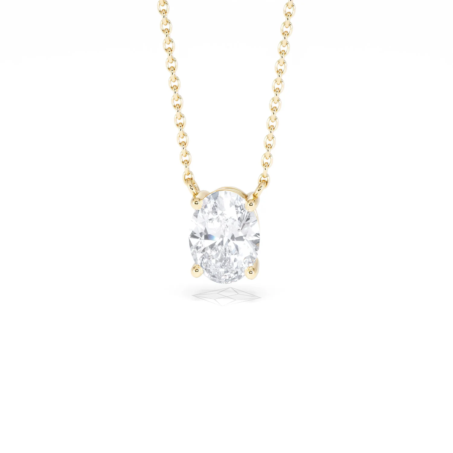 Wanderlust Floating Oval Cut Lab Diamond Solitaire Necklace 1.00ct H/SI in 9K Gold - Image 89