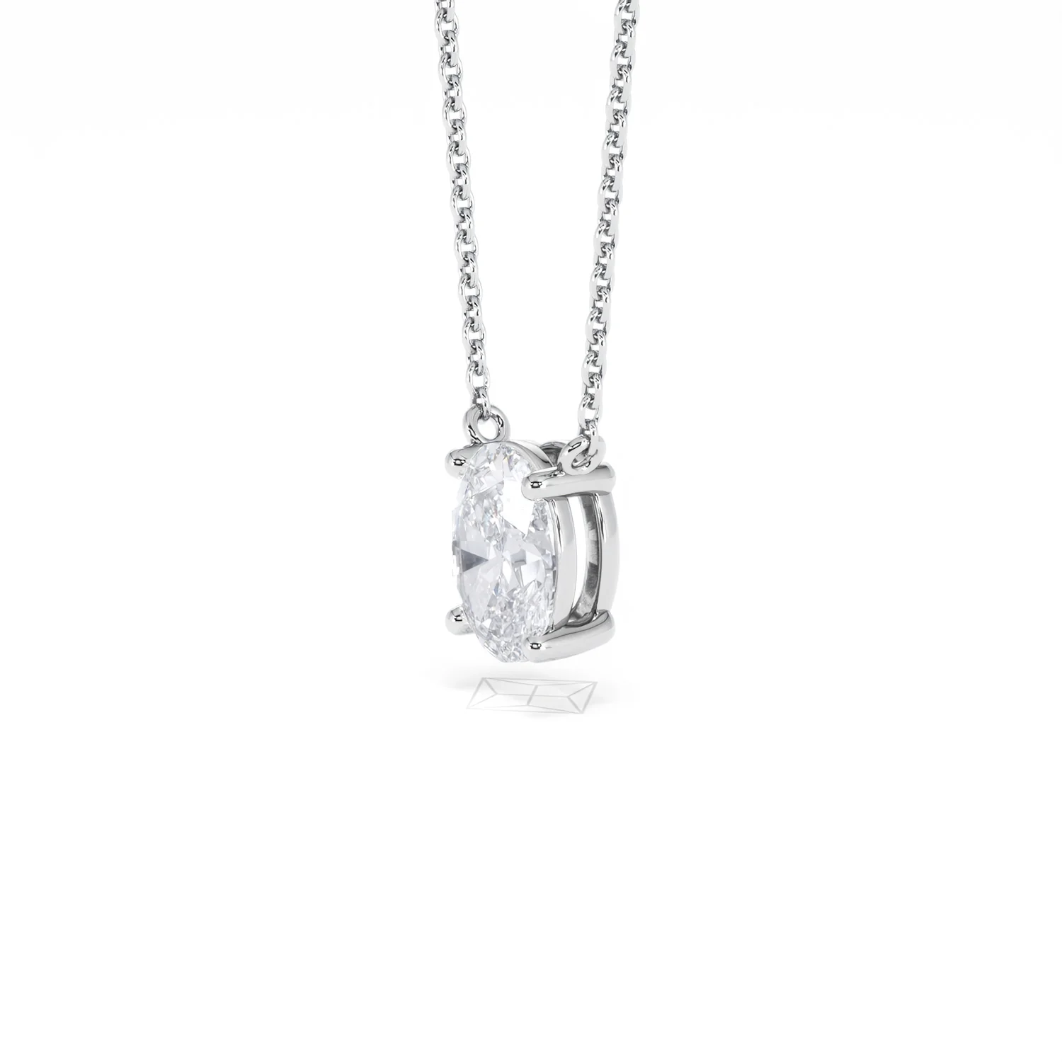 Wanderlust Floating Oval Cut Lab Diamond Solitaire Necklace 1.00ct H/SI in 9K White Gold - Image 78