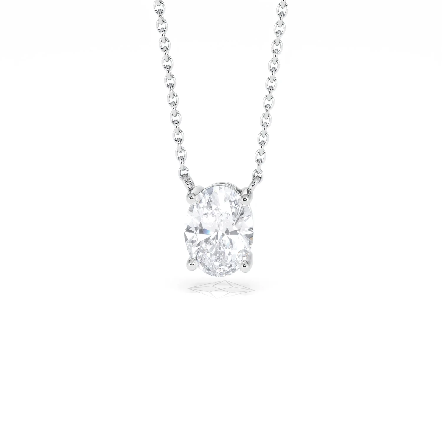Wanderlust Floating Oval Cut Lab Diamond Solitaire Necklace 1.00ct H/SI in 9K White Gold - Image 88