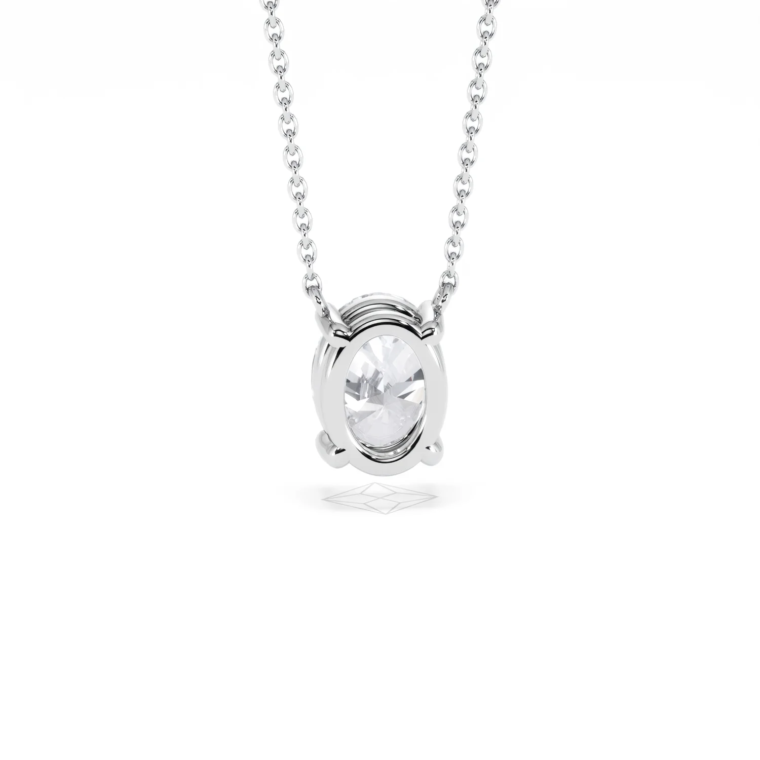 Wanderlust Floating Oval Cut Lab Diamond Solitaire Necklace 1.50ct H/SI in 9K White Gold - Image 51