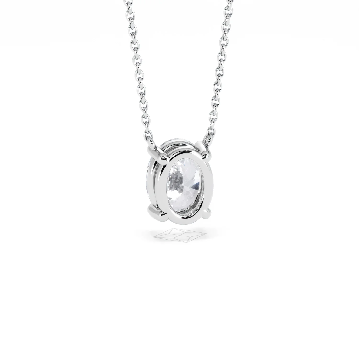 Wanderlust Floating Oval Cut Lab Diamond Solitaire Necklace 1.50ct H/SI in 9K White Gold - Image 53