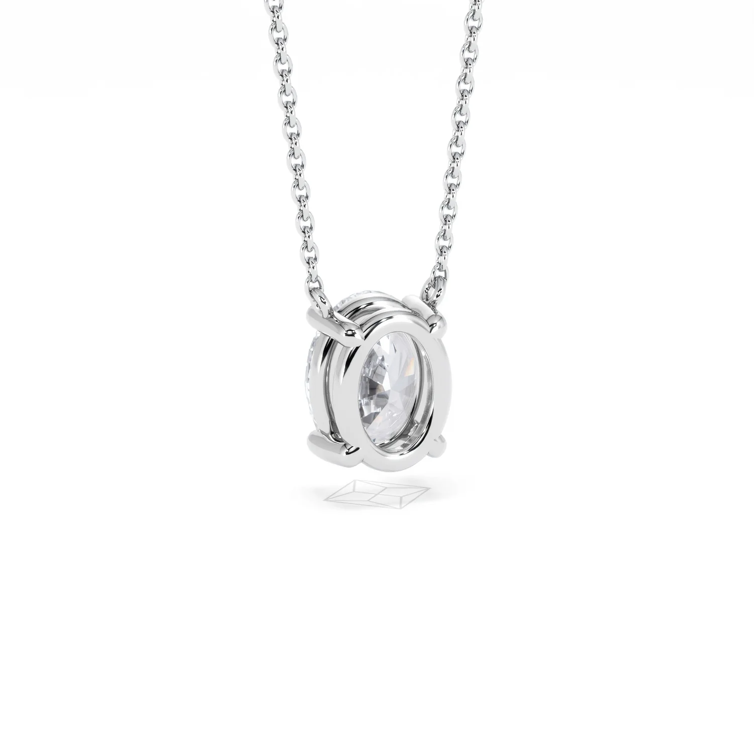 Wanderlust Floating Oval Cut Lab Diamond Solitaire Necklace 1.50ct H/SI in 9K White Gold - Image 55