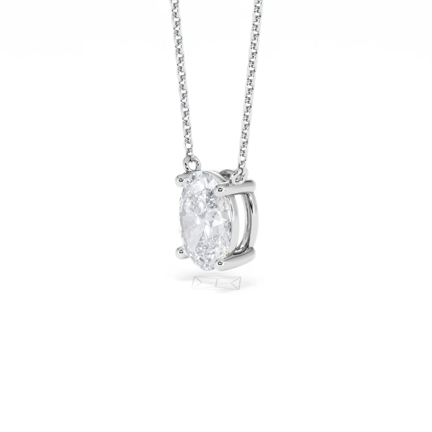 Wanderlust Floating Oval Cut Lab Diamond Solitaire Necklace 1.50ct H/SI in 9K White Gold - Image 79