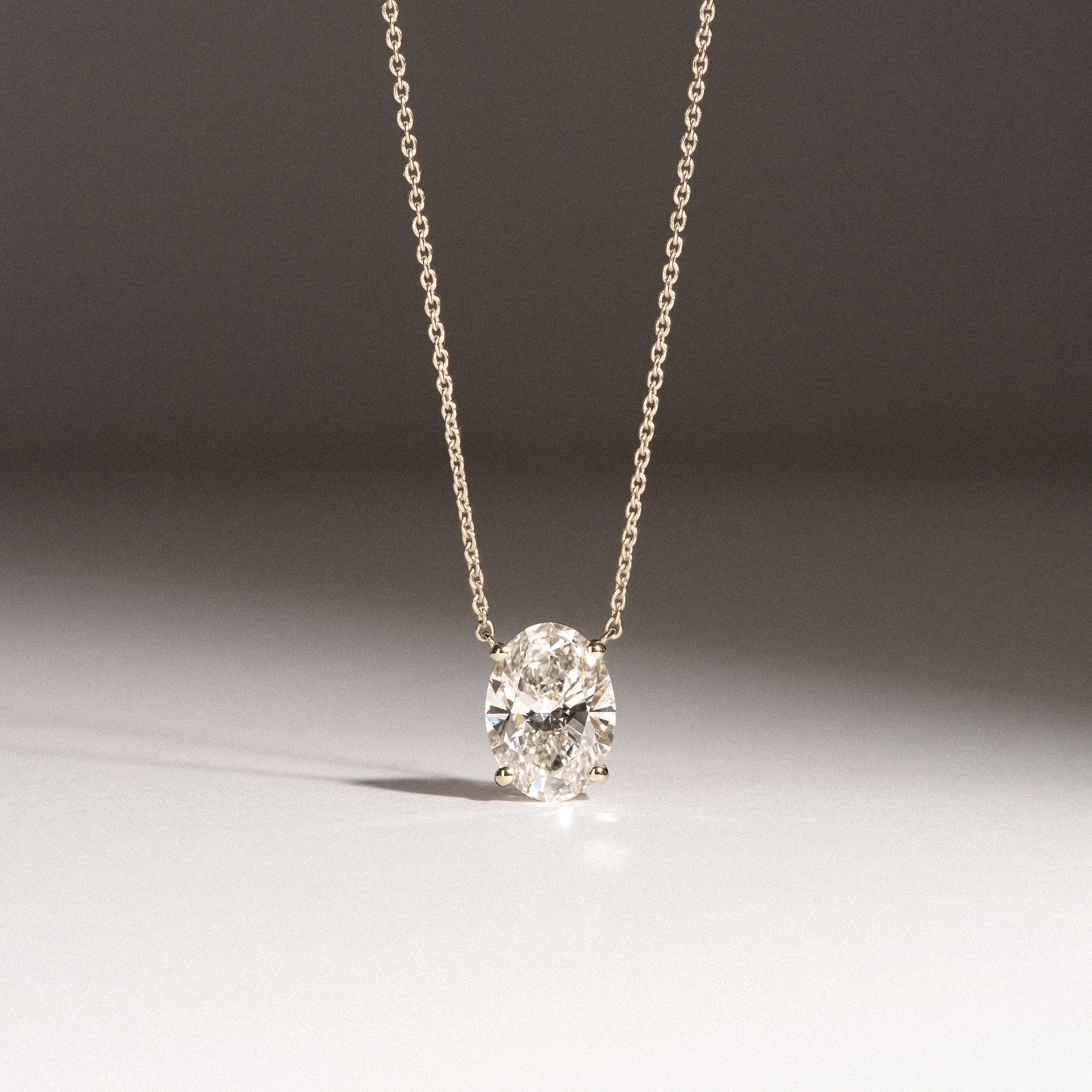 Wanderlust Floating Oval Cut Lab Diamond Solitaire Necklace 2.00ct H/SI in 9K Gold - Image 6
