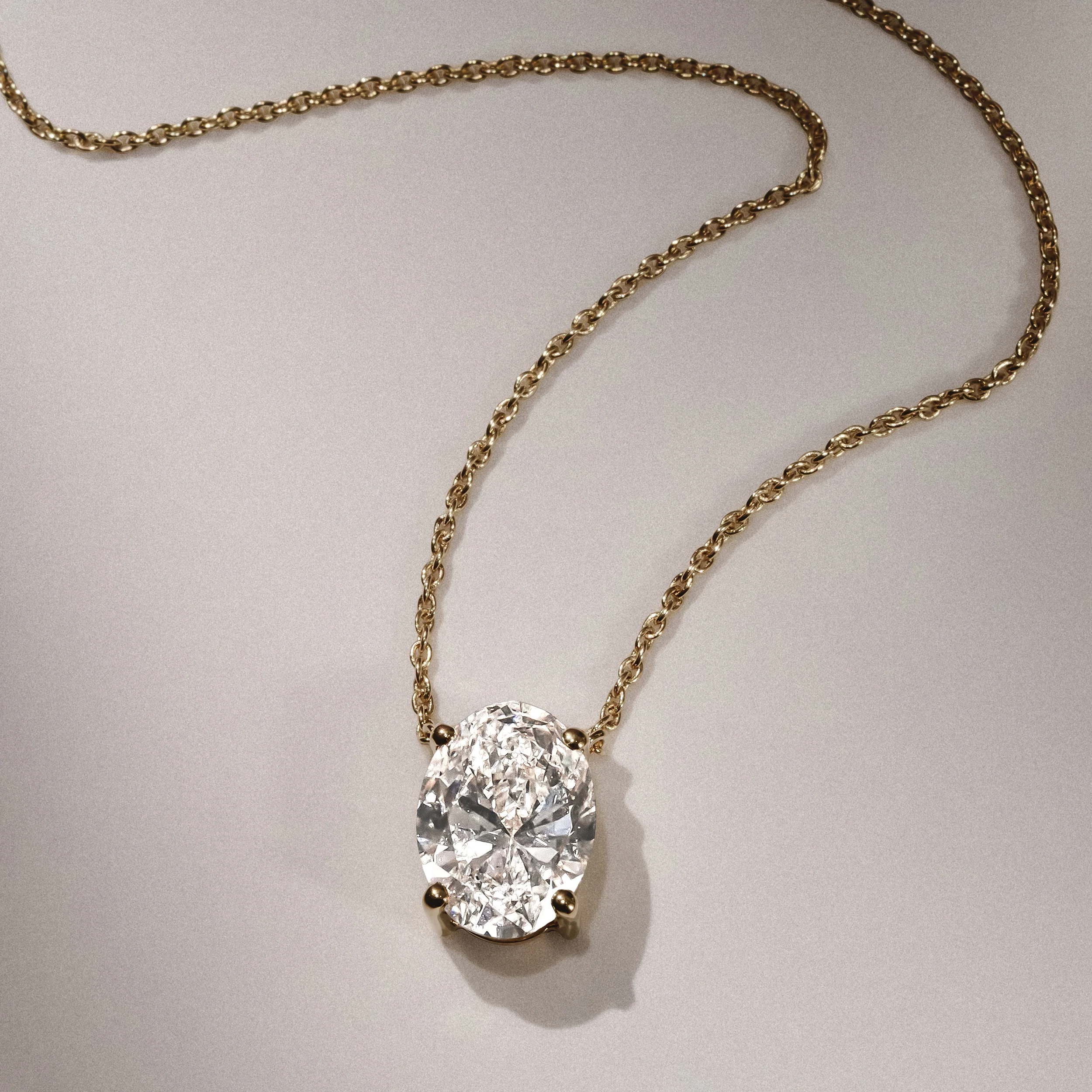 Wanderlust Floating Oval Cut Lab Diamond Solitaire Necklace 2.00ct H/SI in 9K Gold - Image 8