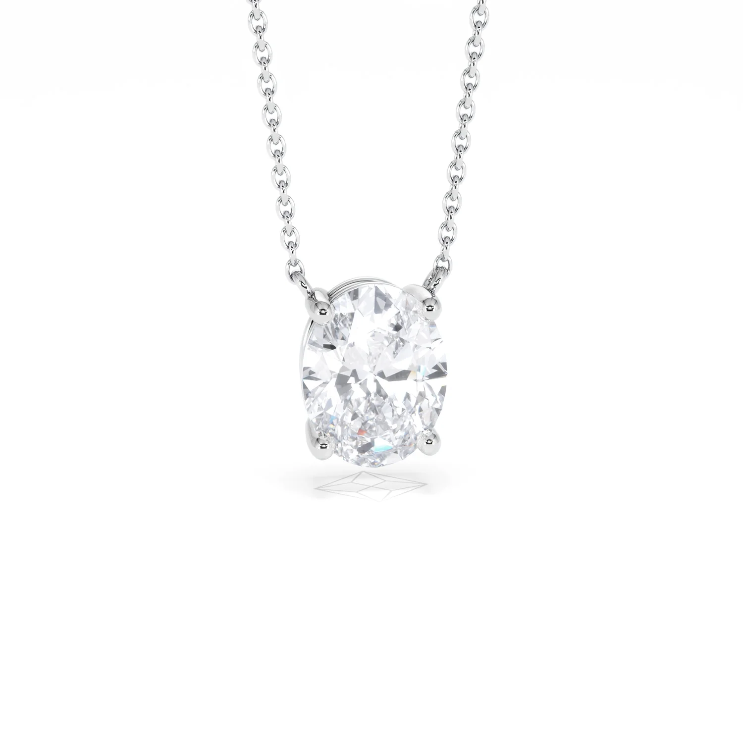 Wanderlust Floating Oval Cut Lab Diamond Solitaire Necklace 2.00ct H/SI in 9K White Gold - Image 12
