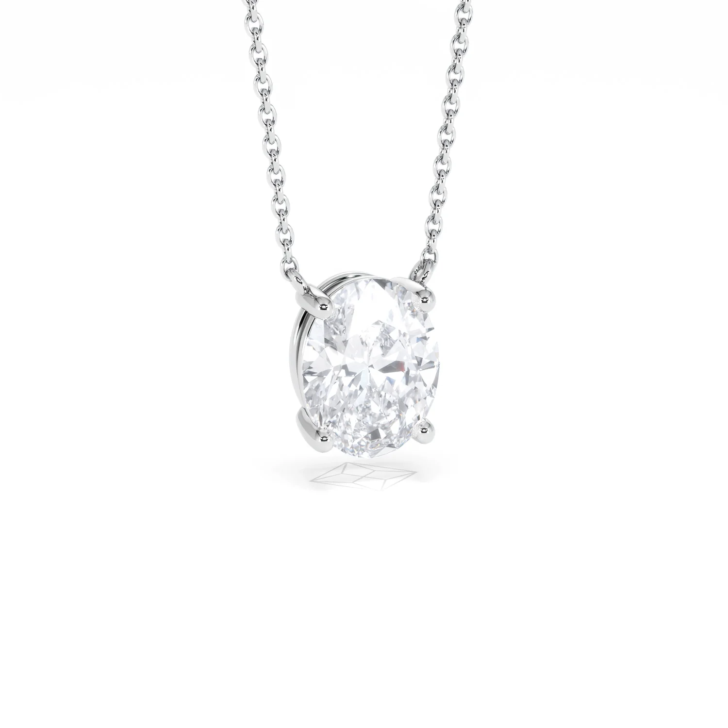 Wanderlust Floating Oval Cut Lab Diamond Solitaire Necklace 2.00ct H/SI in 9K White Gold - Image 14