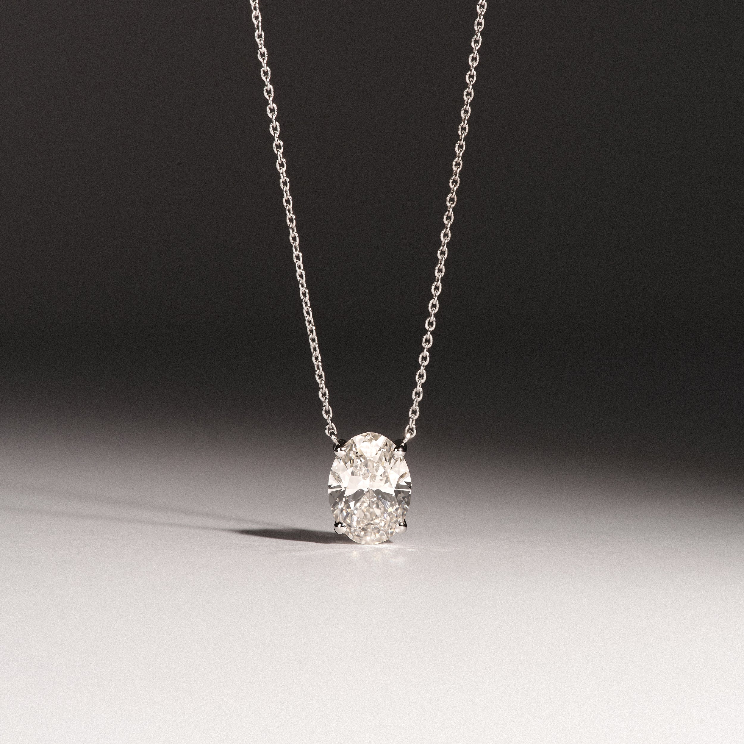 Wanderlust Floating Oval Cut Lab Diamond Solitaire Necklace 2.00ct H/SI in 9K White Gold - Image 6