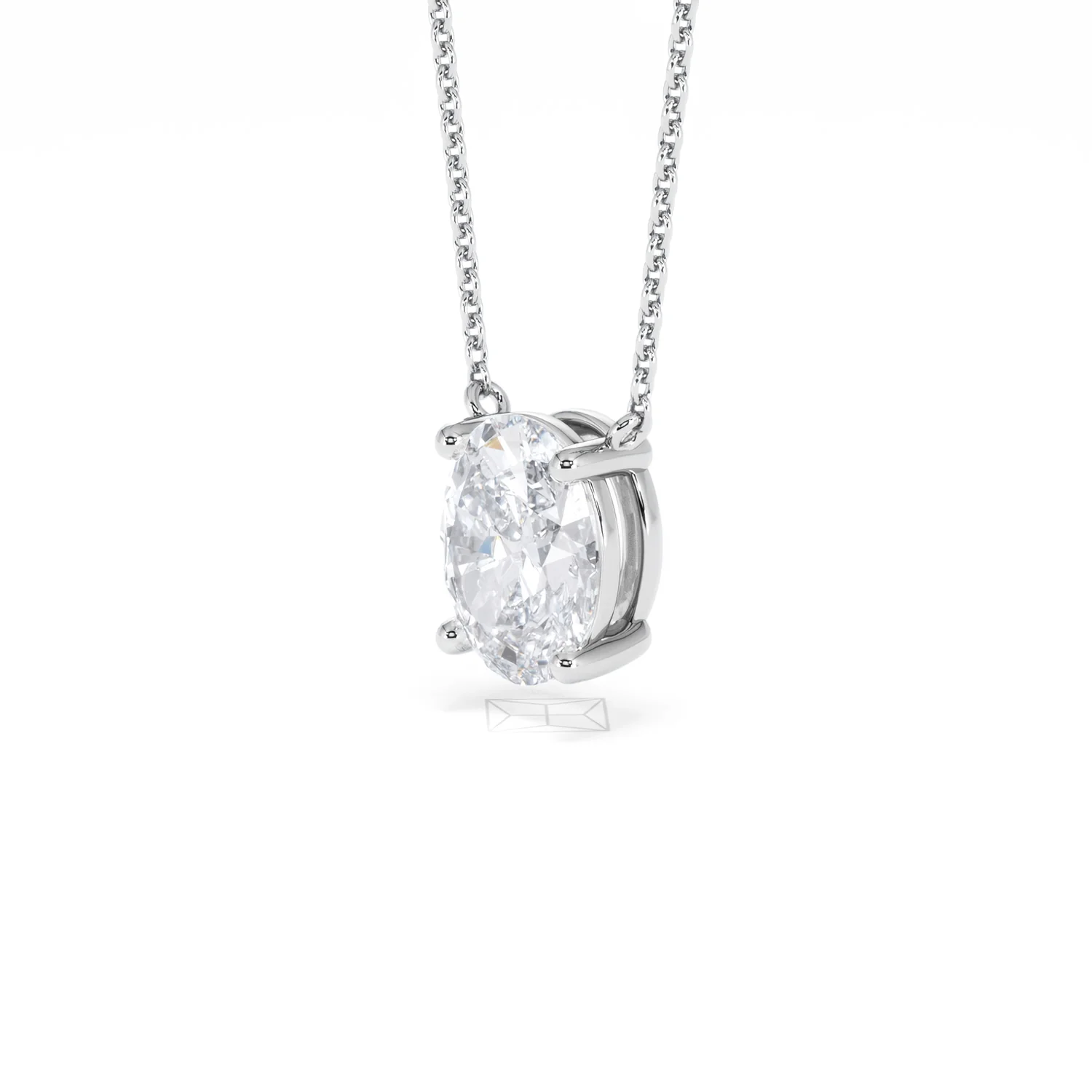 Wanderlust Floating Oval Cut Lab Diamond Solitaire Necklace 2.00ct H/SI in 9K White Gold - Image 80
