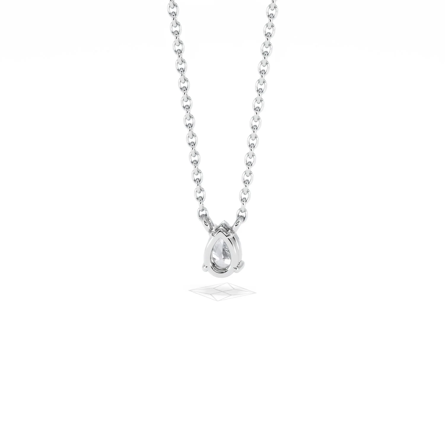 Wanderlust Floating Pear Cut Lab Diamond Solitaire Necklace 0.25ct H/SI in 925 Silver - Image 48
