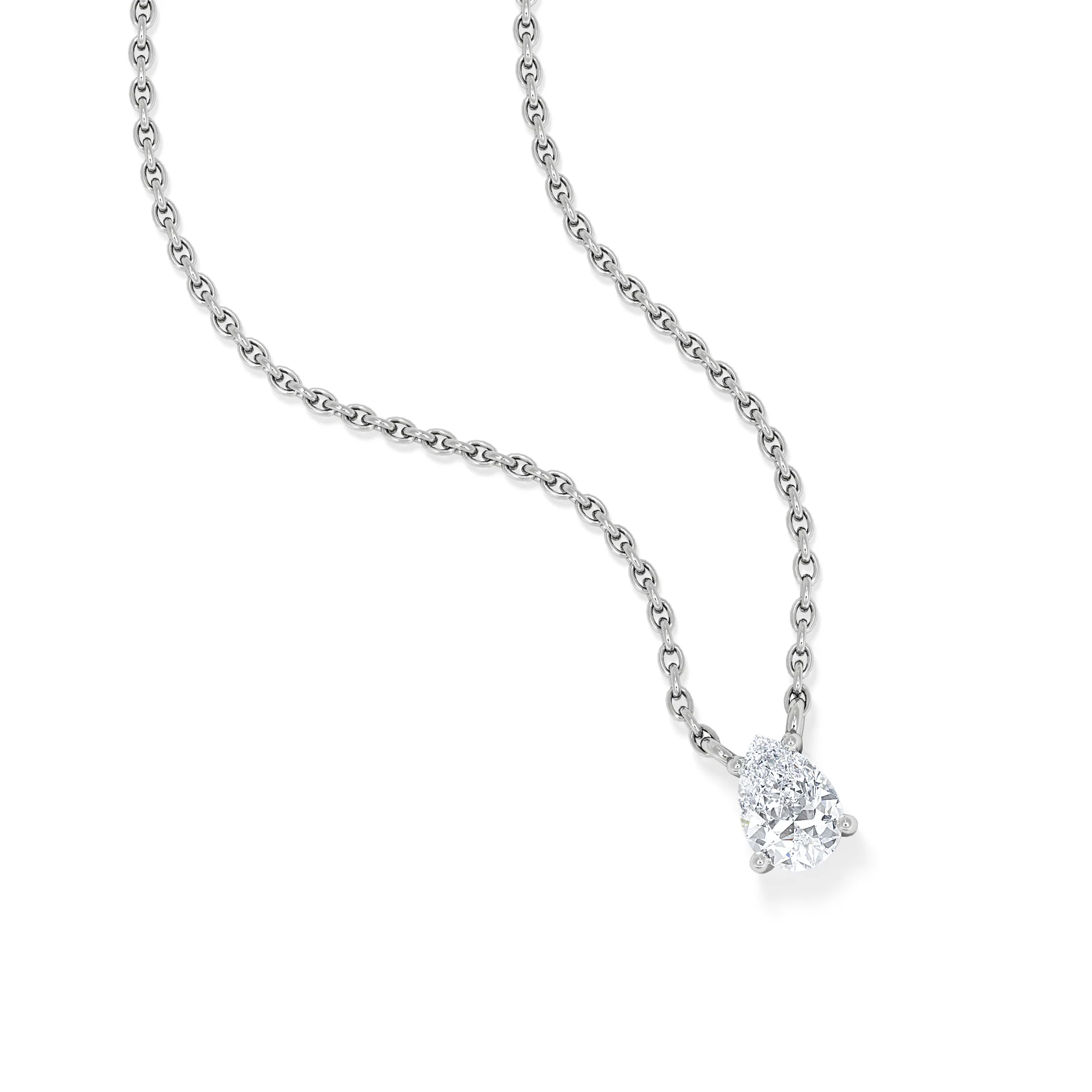 Wanderlust Floating Pear Cut Lab Diamond Solitaire Necklace 0.33ct H/SI in 925 Silver - Image 3