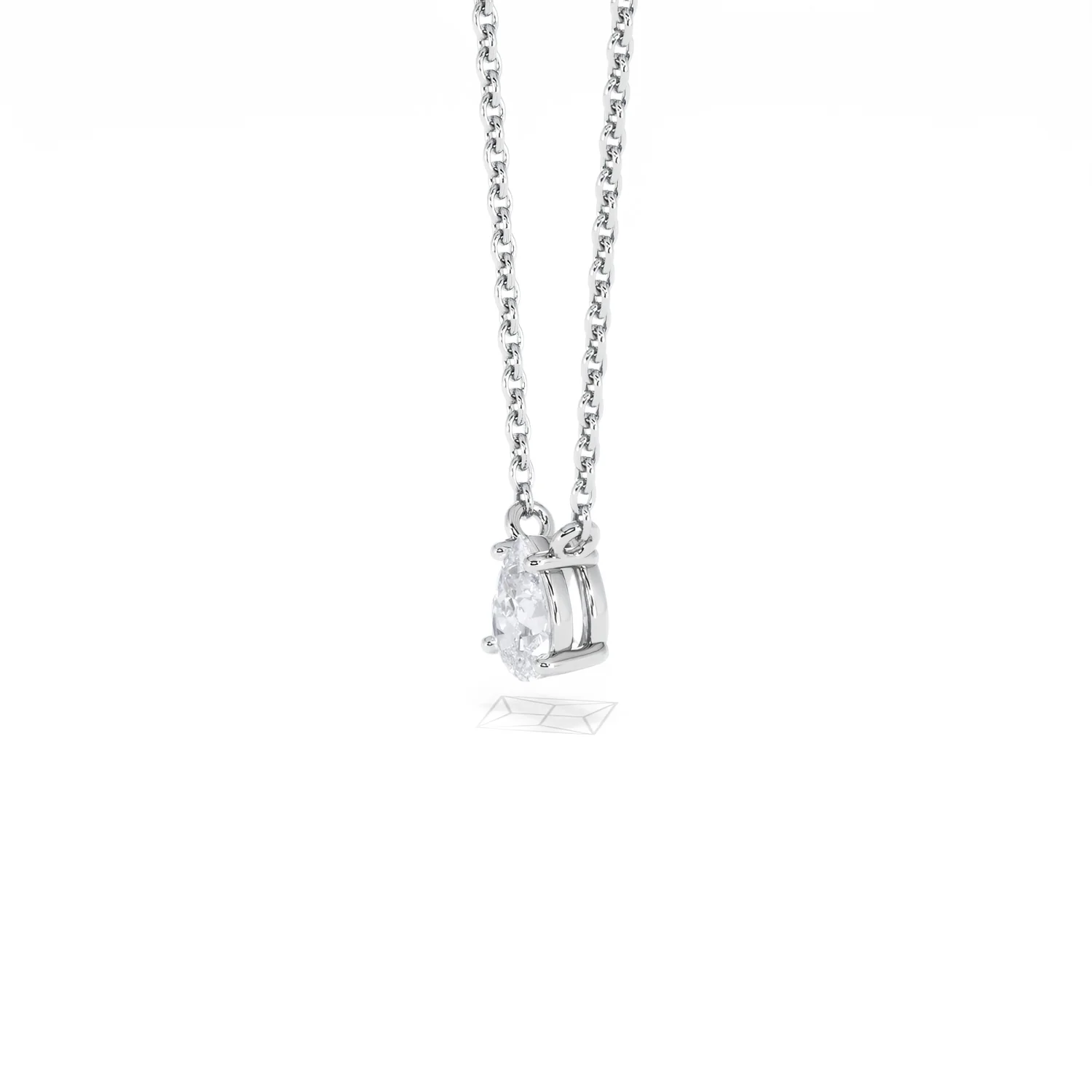 Wanderlust Floating Pear Cut Lab Diamond Solitaire Necklace 0.33ct H/SI in 925 Silver - Image 76