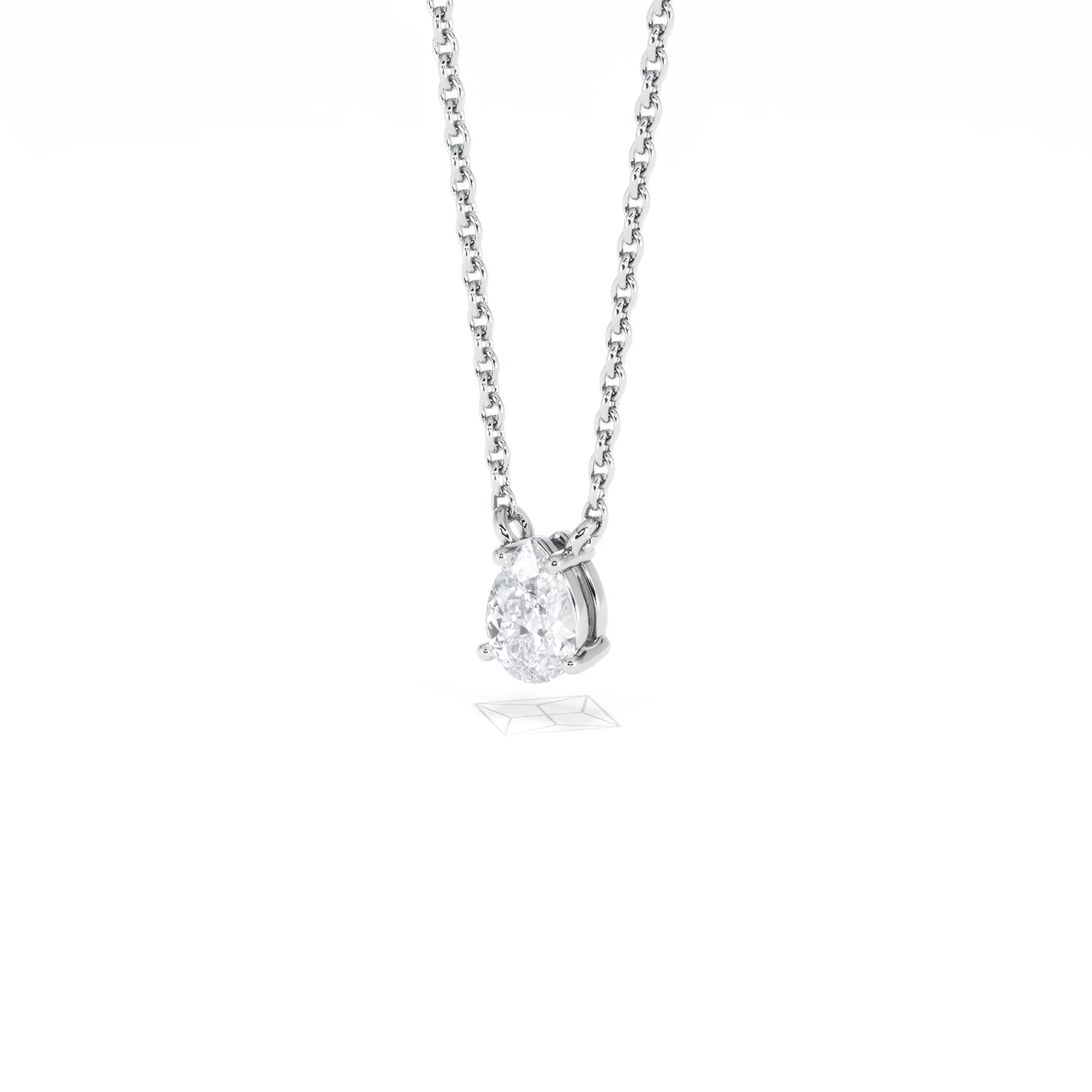 Wanderlust Floating Pear Cut Lab Diamond Solitaire Necklace 0.33ct H/SI in 925 Silver - Image 82
