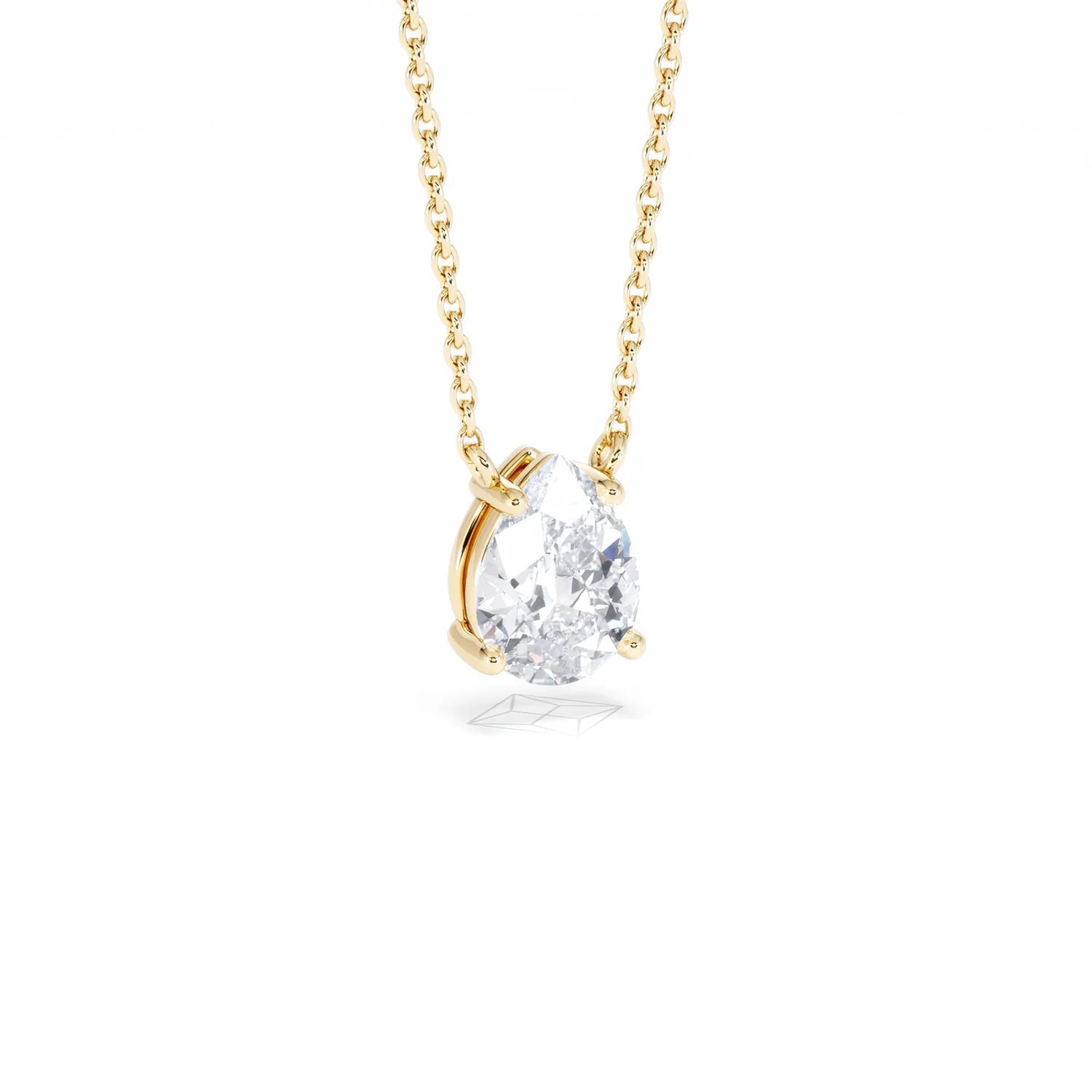 Wanderlust Floating Pear Cut Lab Diamond Solitaire Necklace 1.00ct H/SI in 9K Gold - Image 15