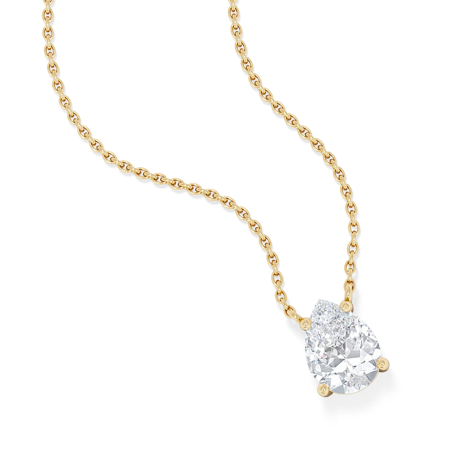 Wanderlust Floating Pear Cut Lab Diamond Solitaire Necklace 1.00ct H/SI in 9K Gold - Image 3