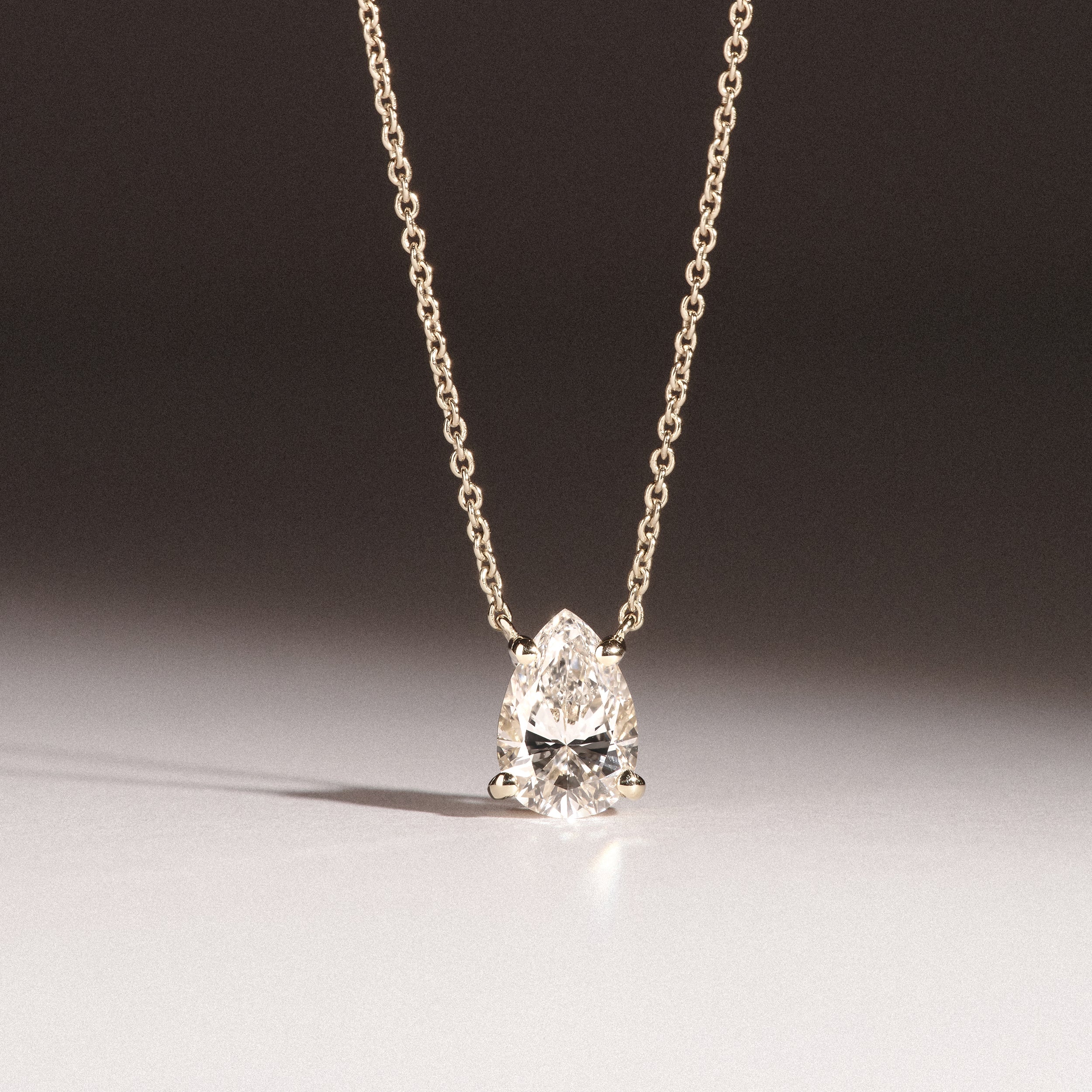 Wanderlust Floating Pear Cut Lab Diamond Solitaire Necklace 1.00ct H/SI in 9K Gold - Image 6