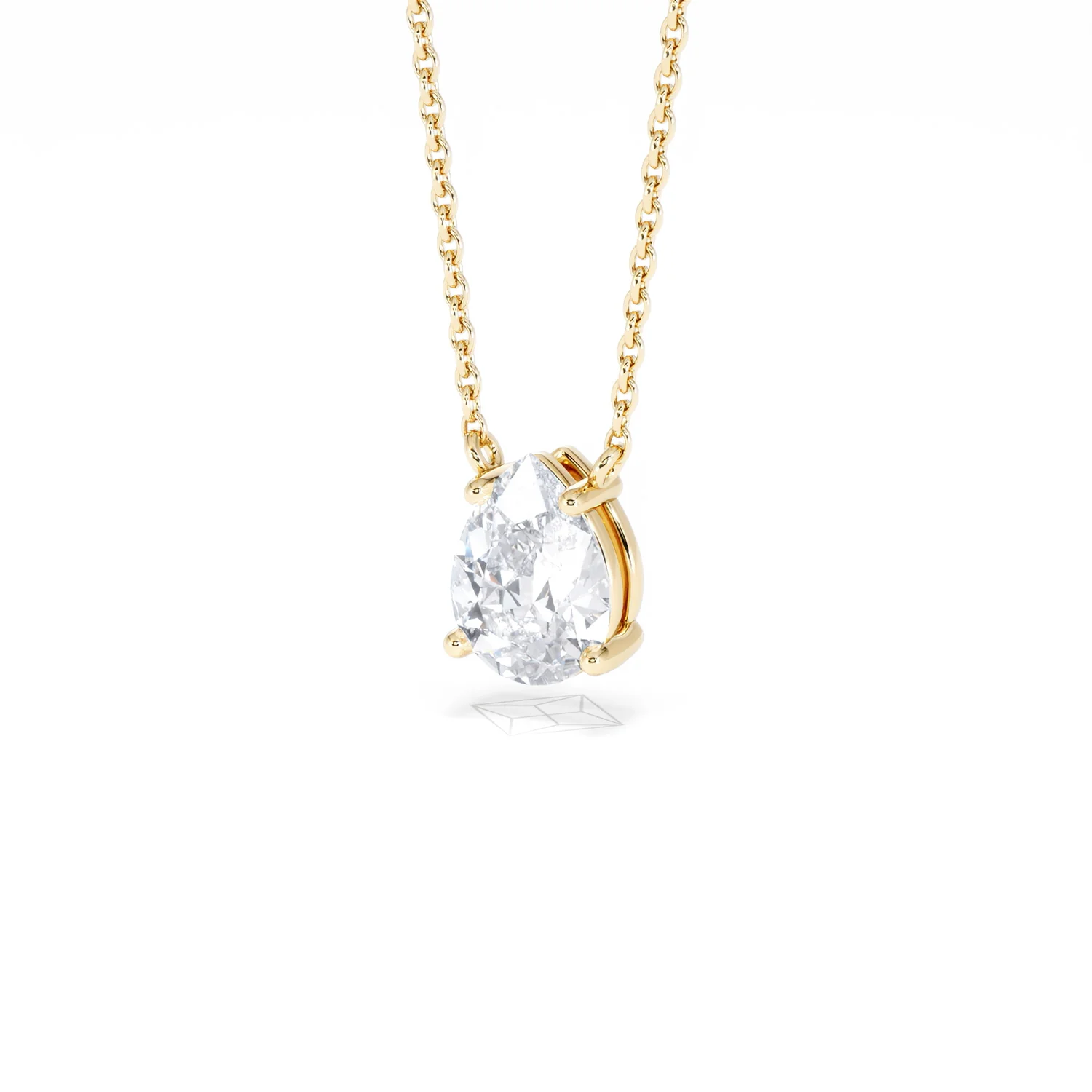 Wanderlust Floating Pear Cut Lab Diamond Solitaire Necklace 1.00ct H/SI in 9K Gold - Image 84